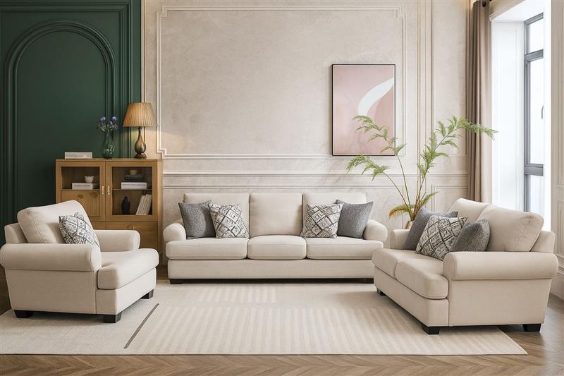 Elegant Off-White Living Room Set