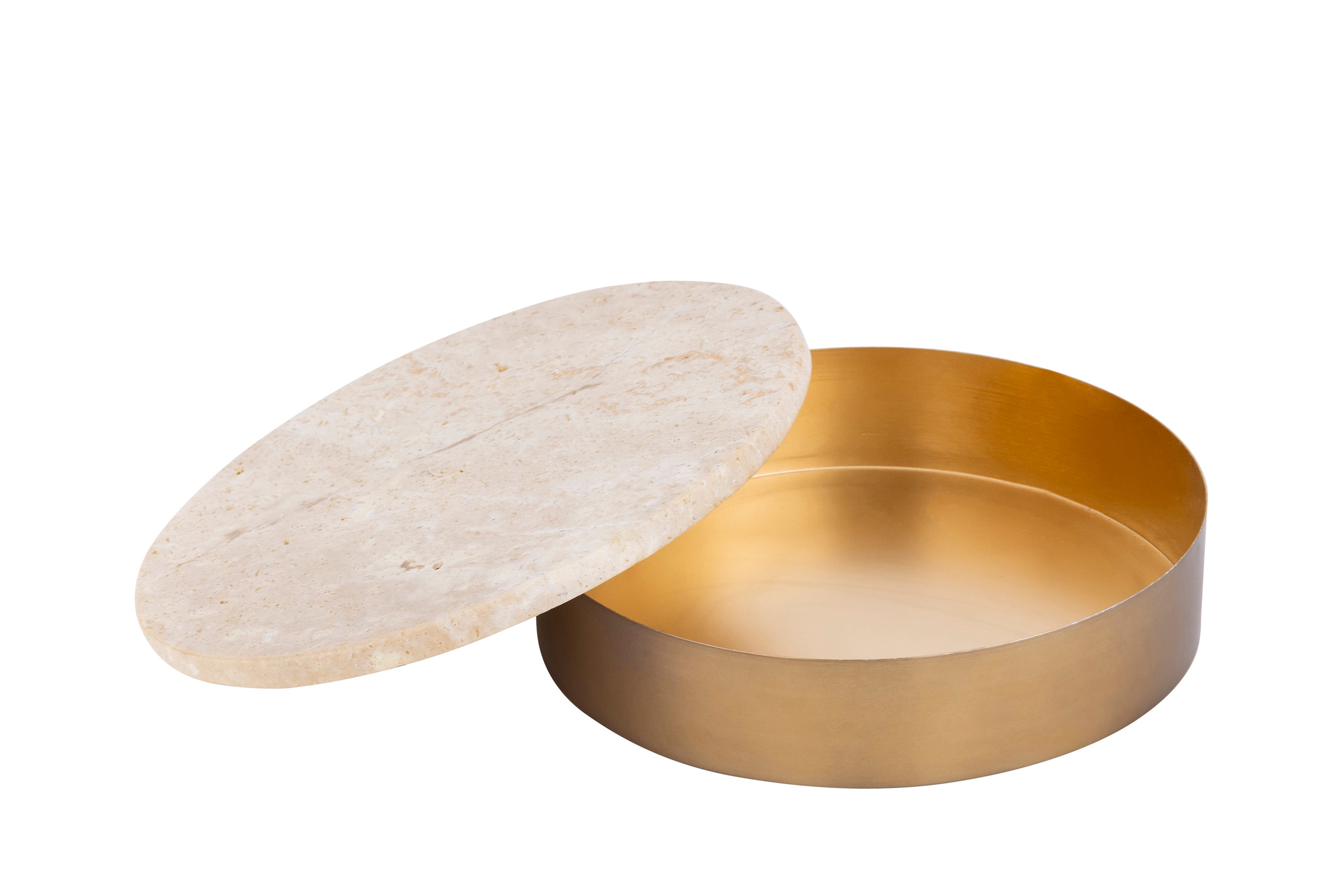Asas Round marble dish with metal base
