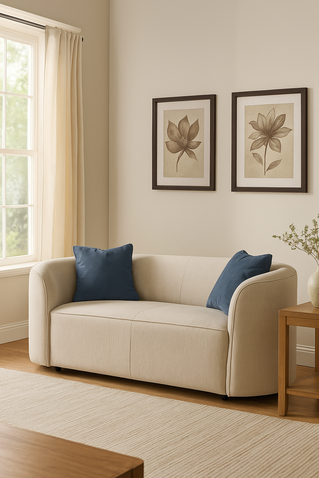 Dana Beige Mustard Loveseat (182cm)