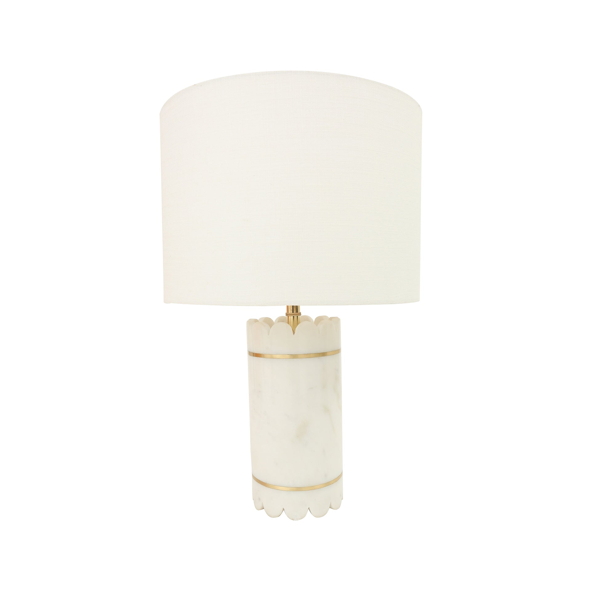 Marble Lamp Brass Inlay W/Shade