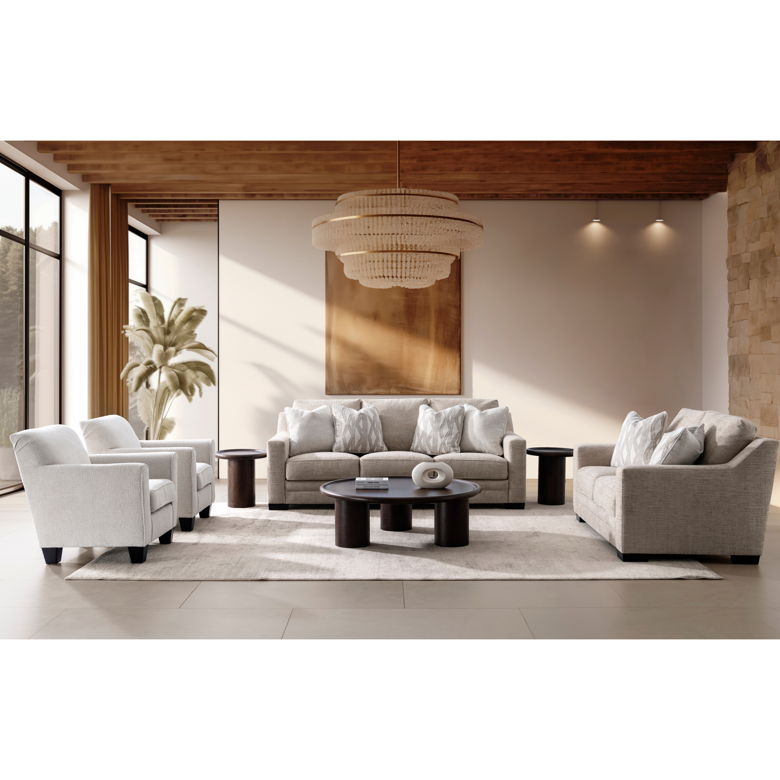 Clara Oatmeal Living Room Set + FREE RUG