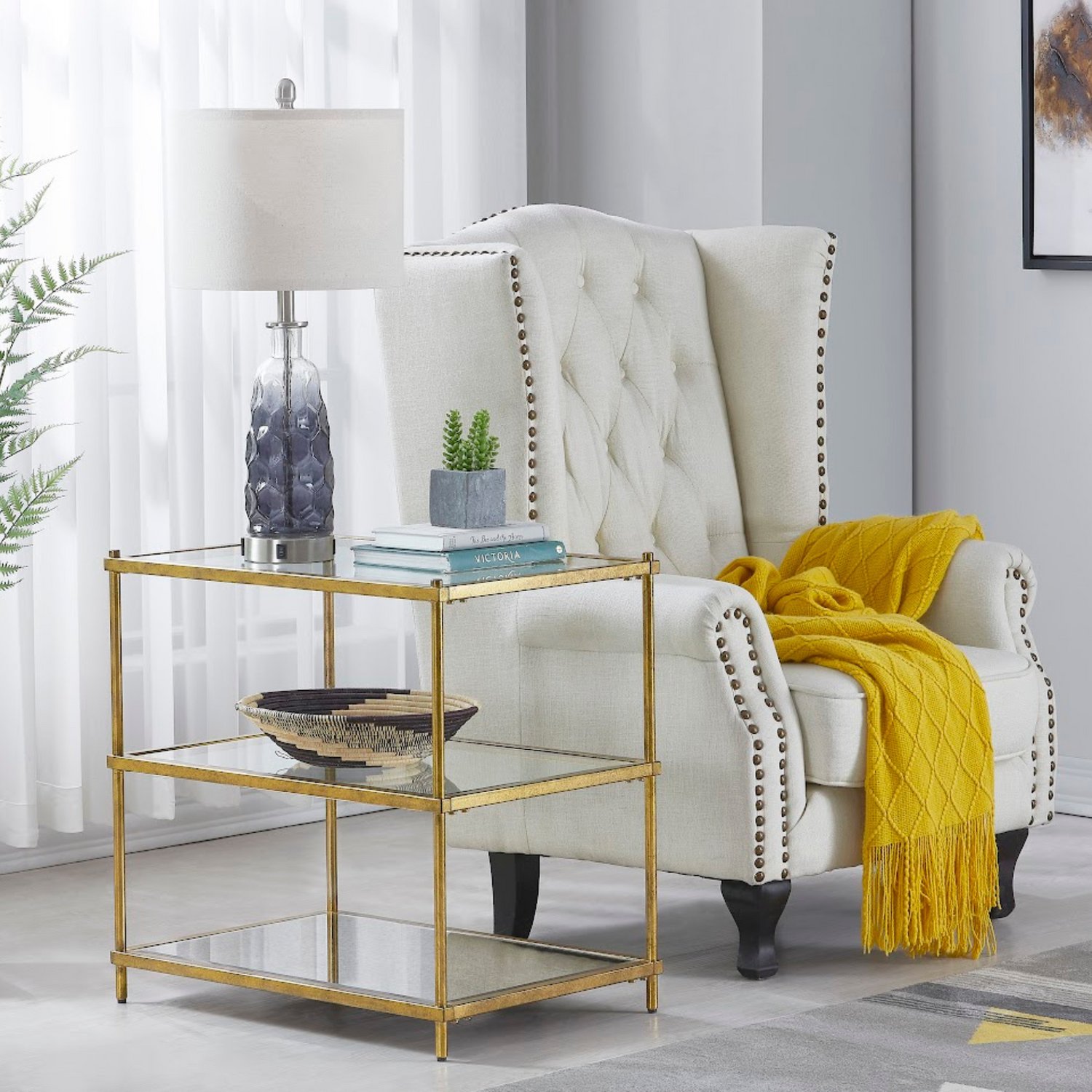 Champagne metal Side TABLE