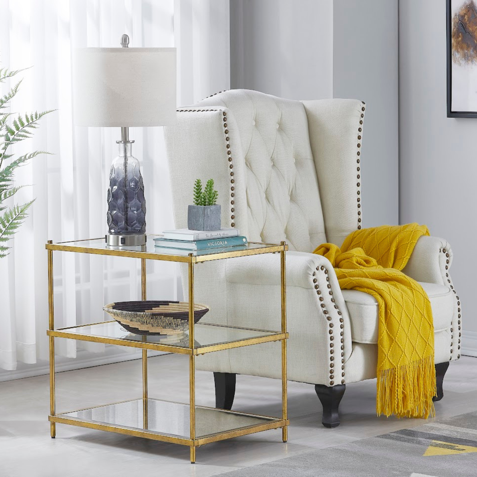 Champagne metal Side TABLE