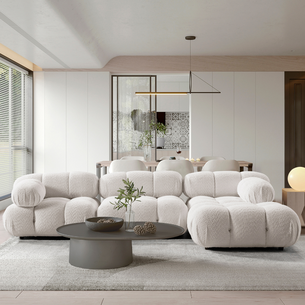 Soft Horizon Cream Sectional Sofa Set