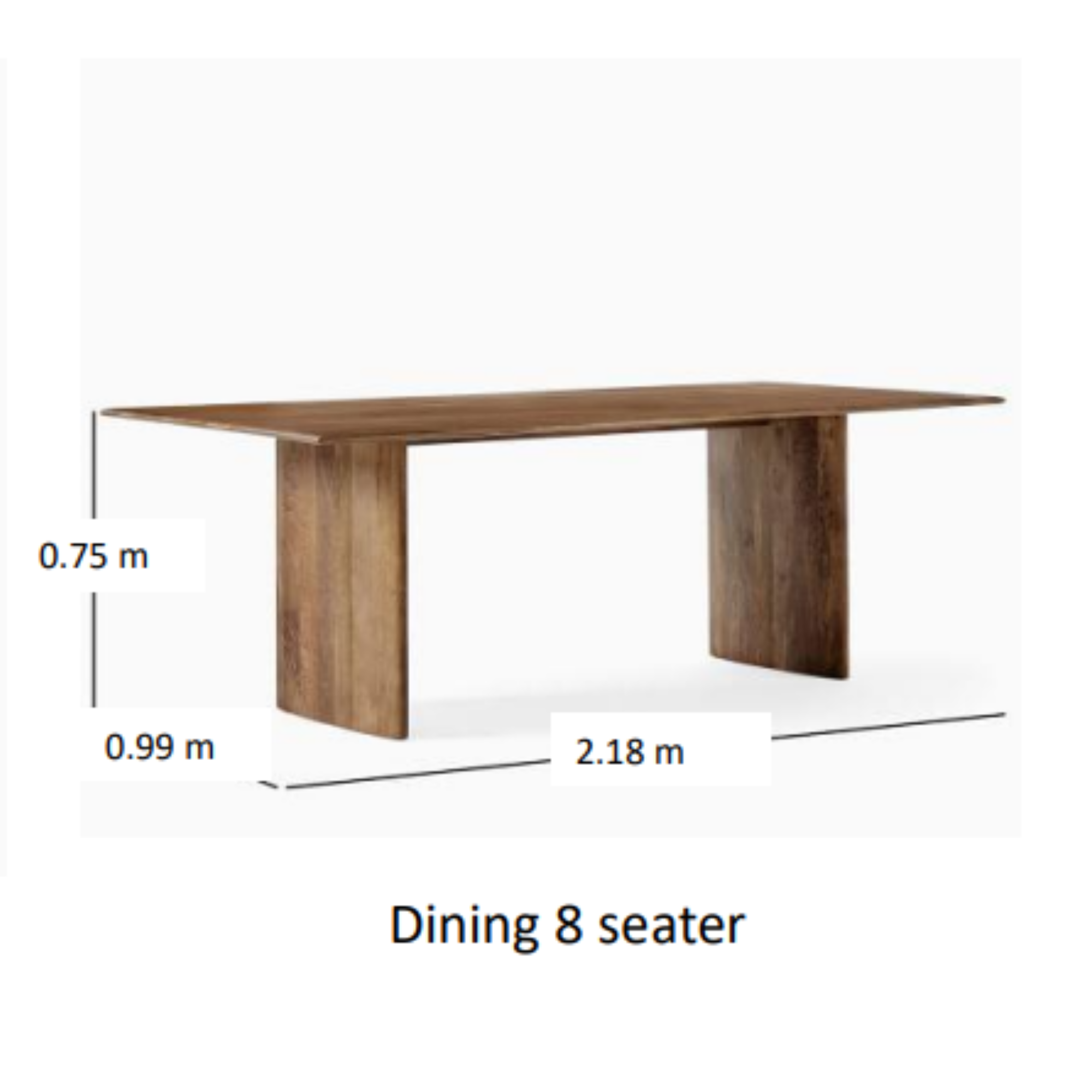 Milav DINING TABLE LONG Wood Top