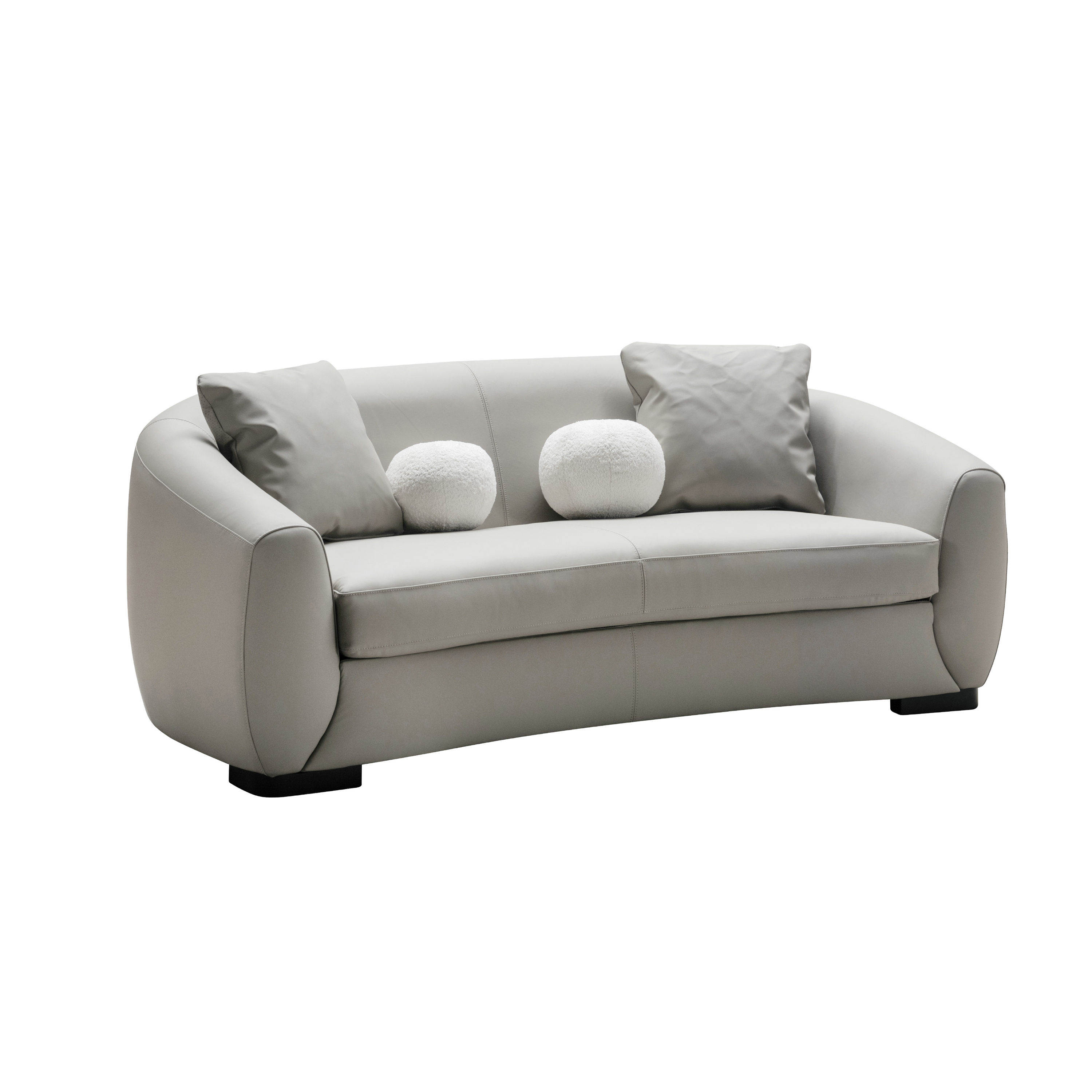 Boucle brown leather loveseat