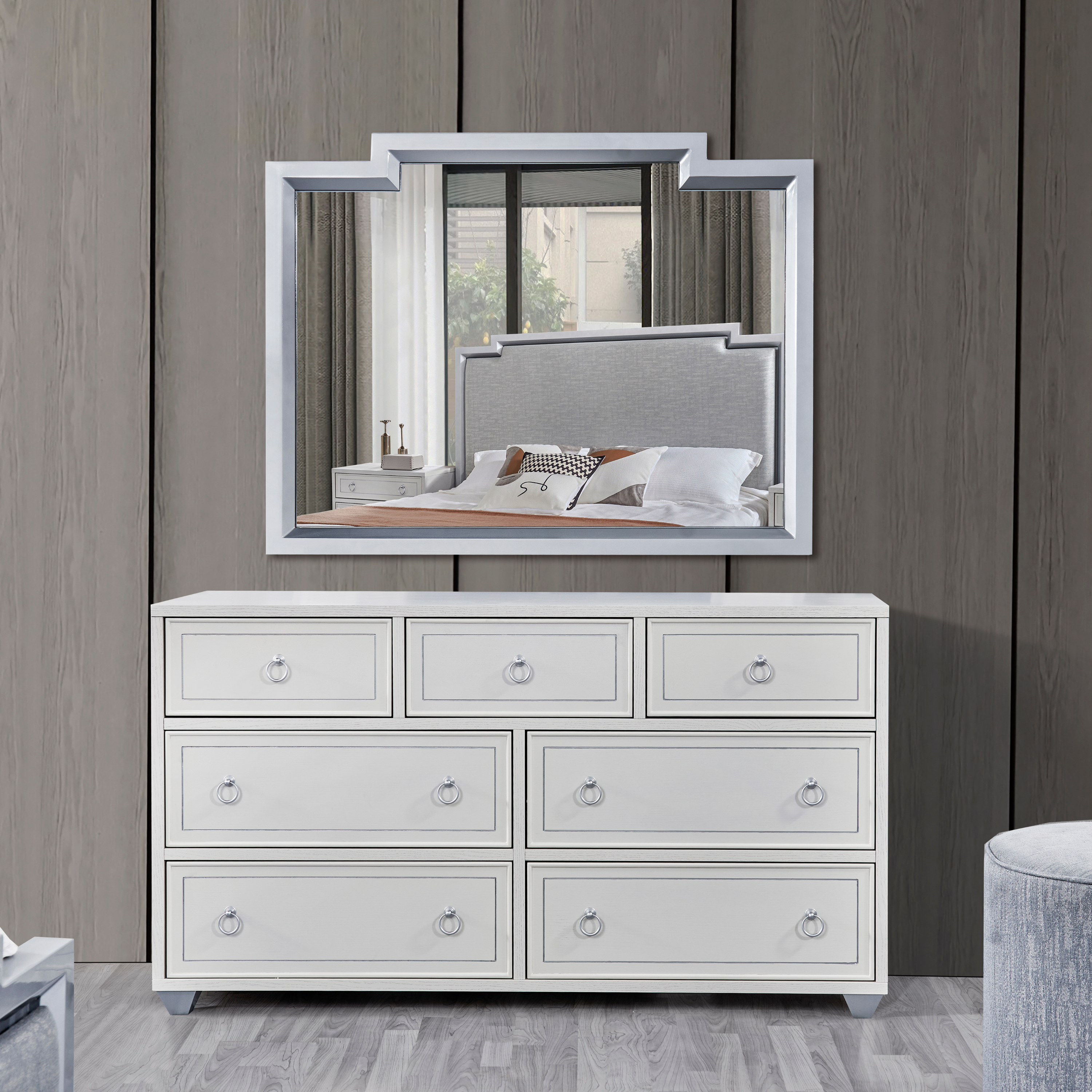 Off-White Feather Bedroom Set With 2 Free Lamp Gift