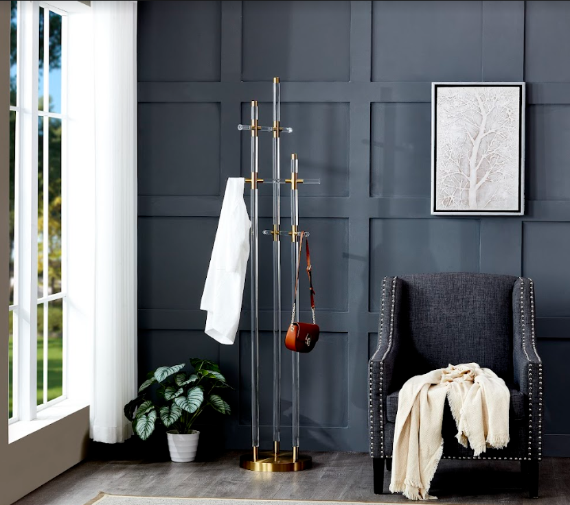Clrear Acrylic Coat Rack Matte Gold Metal