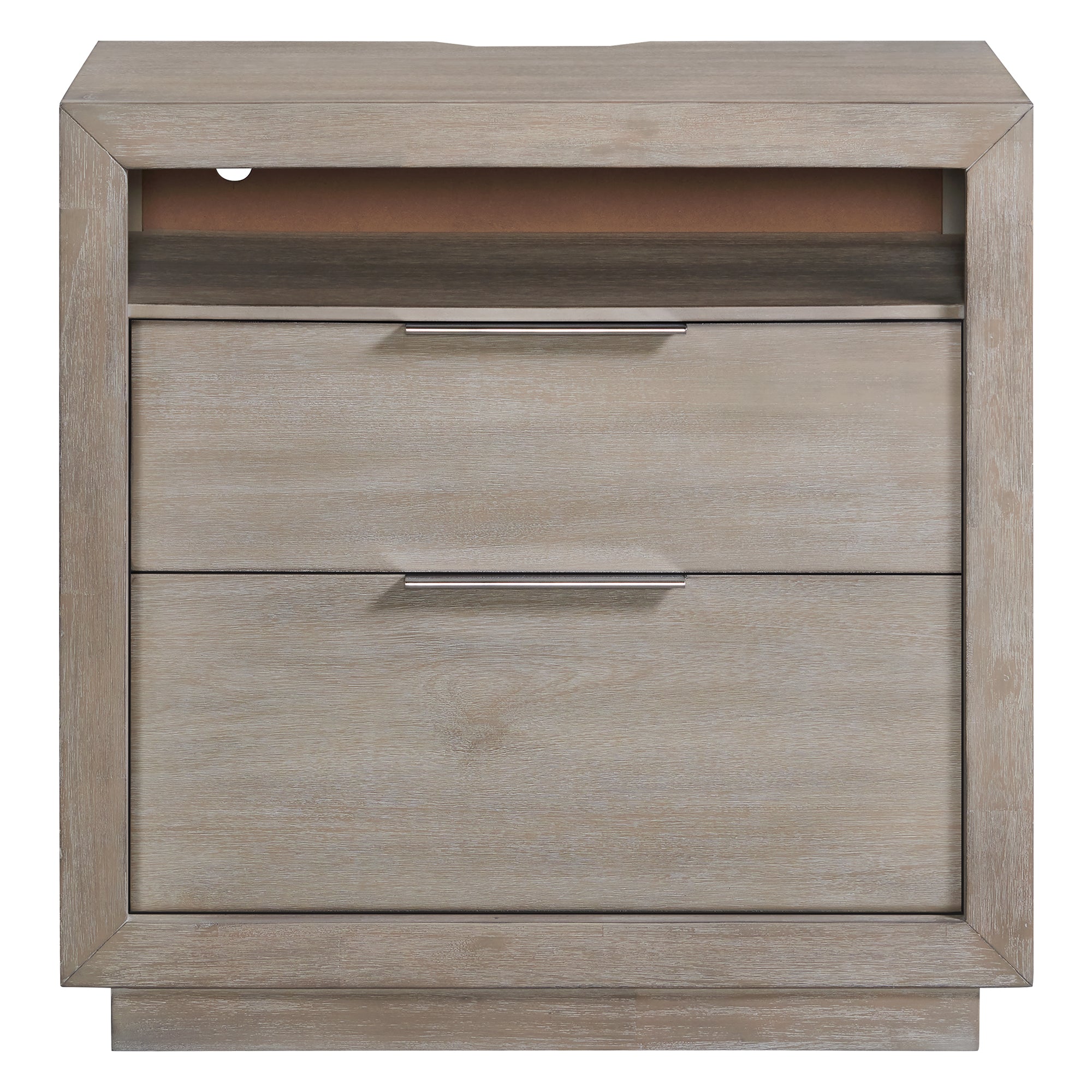 Arcadia Grey 2-Drawer Nightstand With Usb