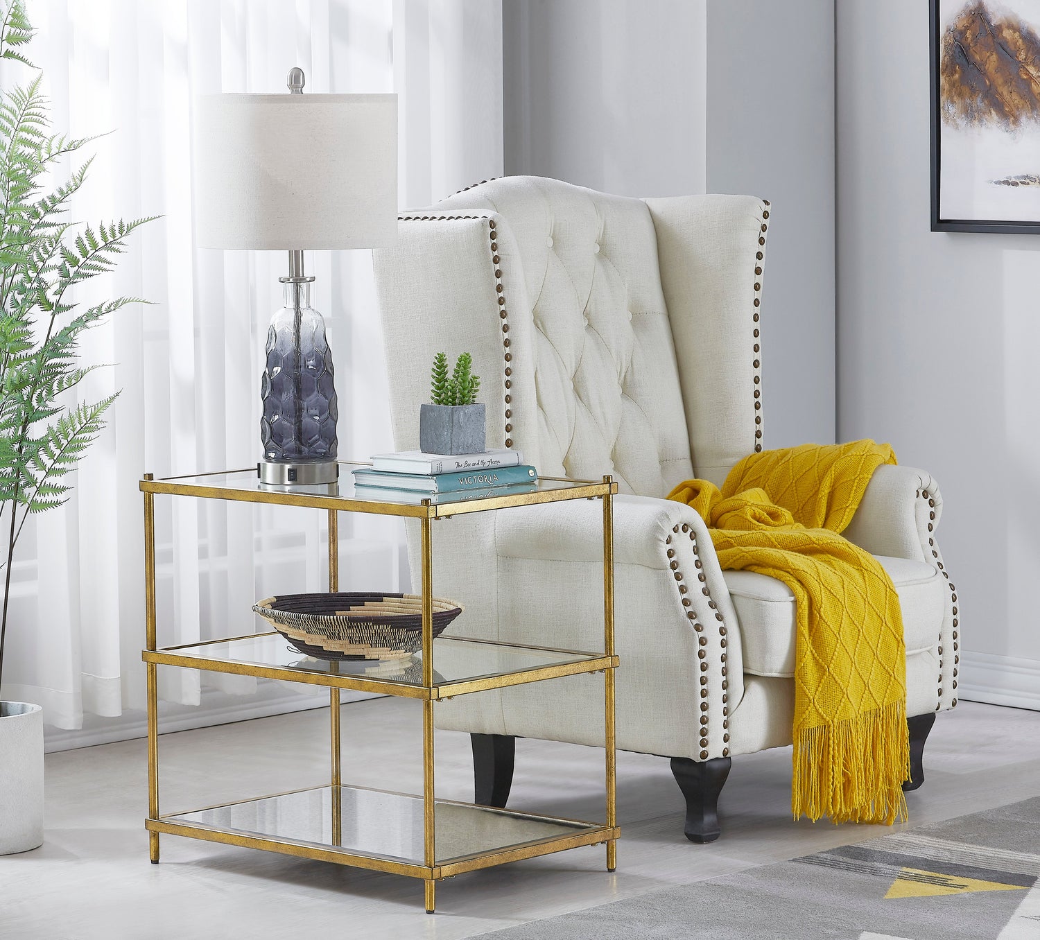Champagne metal Side TABLE