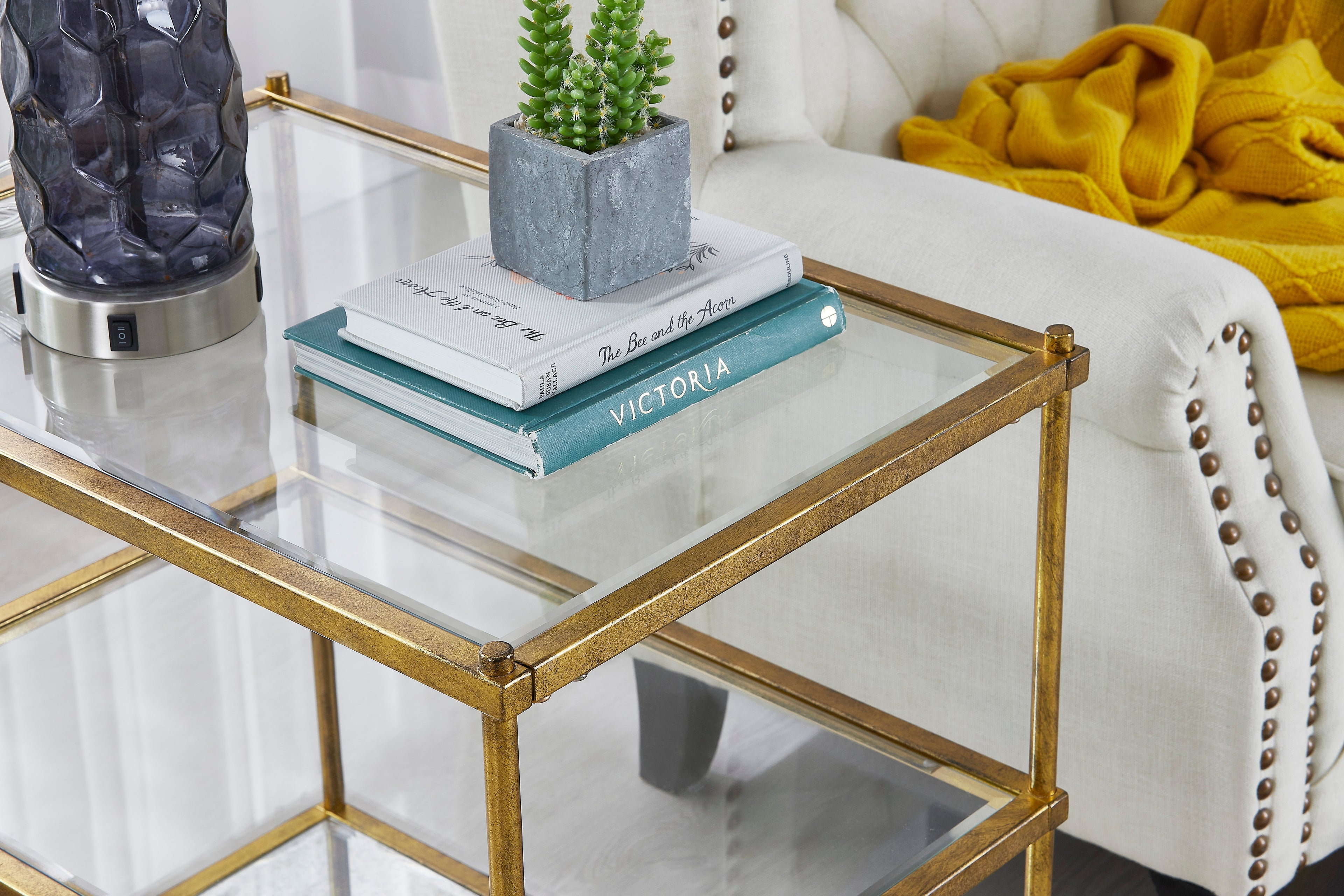Champagne metal Side TABLE
