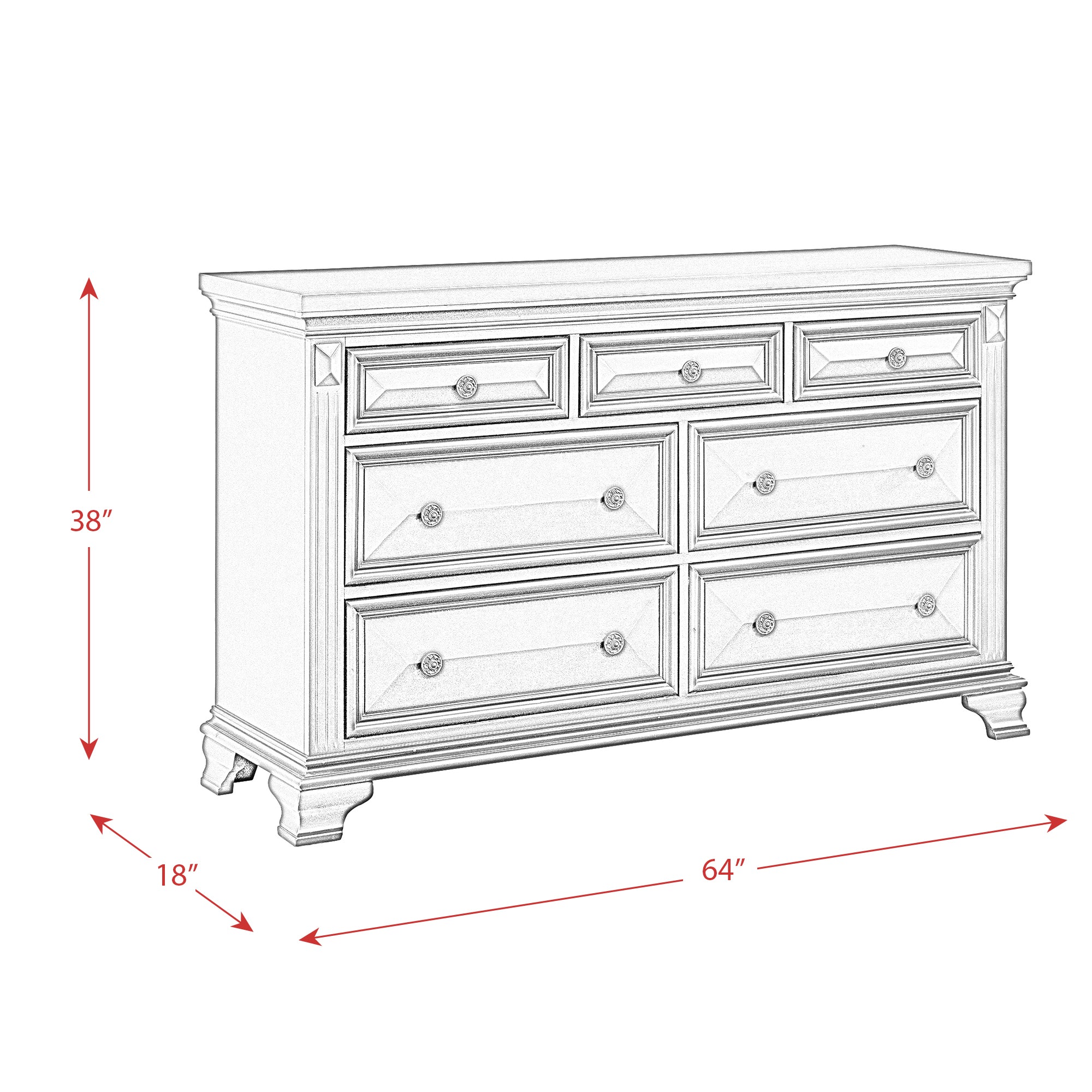Calloway Dresser Antique White Color