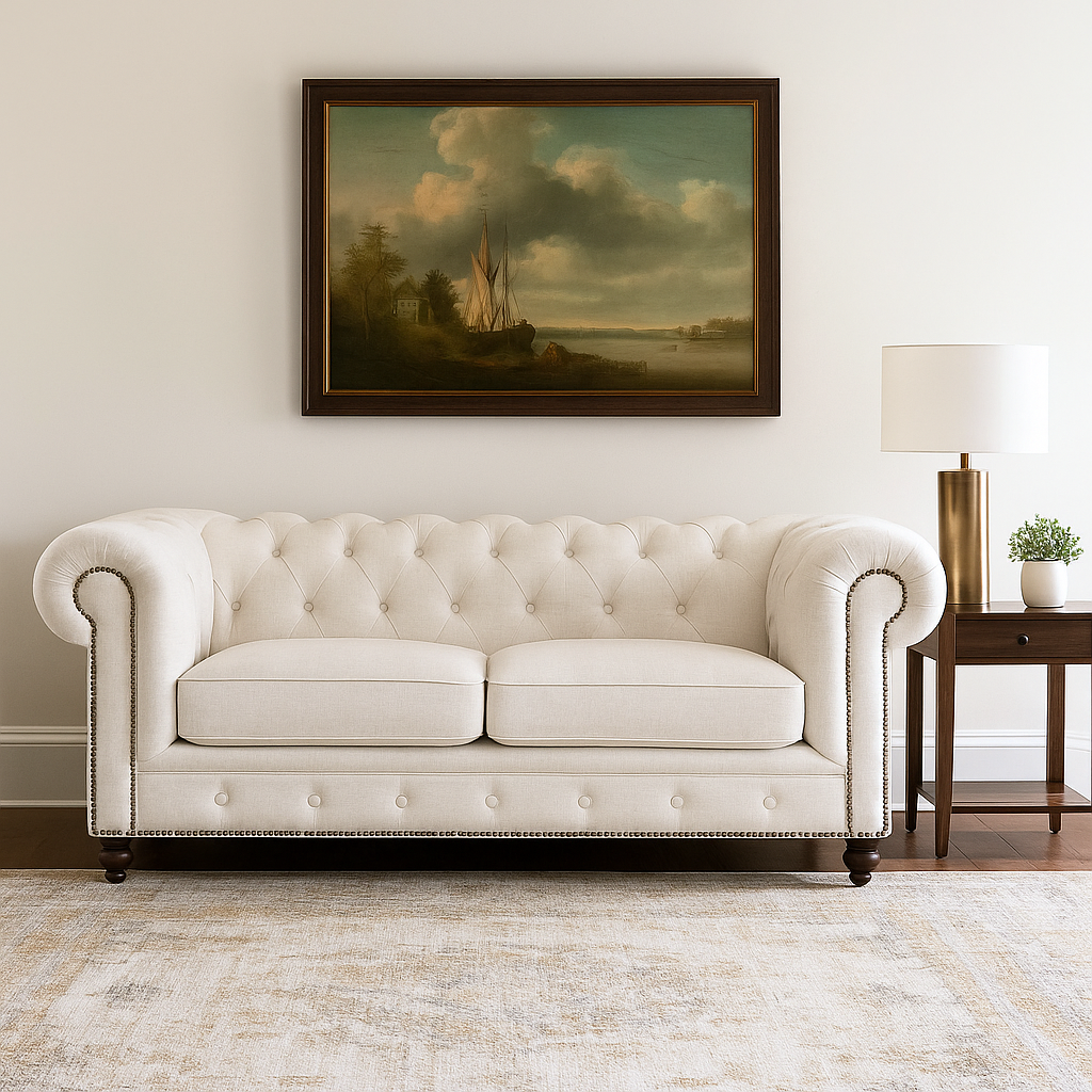 Olivia Tufted Beige Loveseat (192Cm)