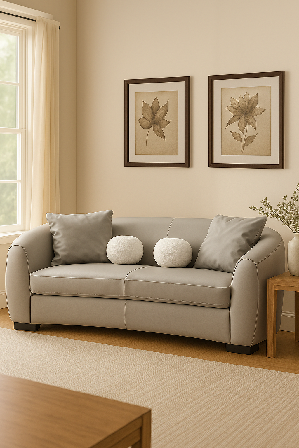 Boucle Leather Loveseat (194cm)