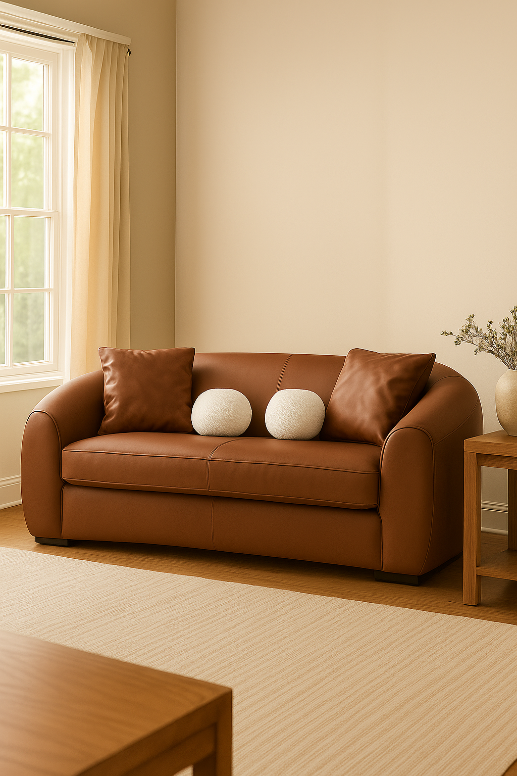 Boucle Leather Loveseat (194cm)