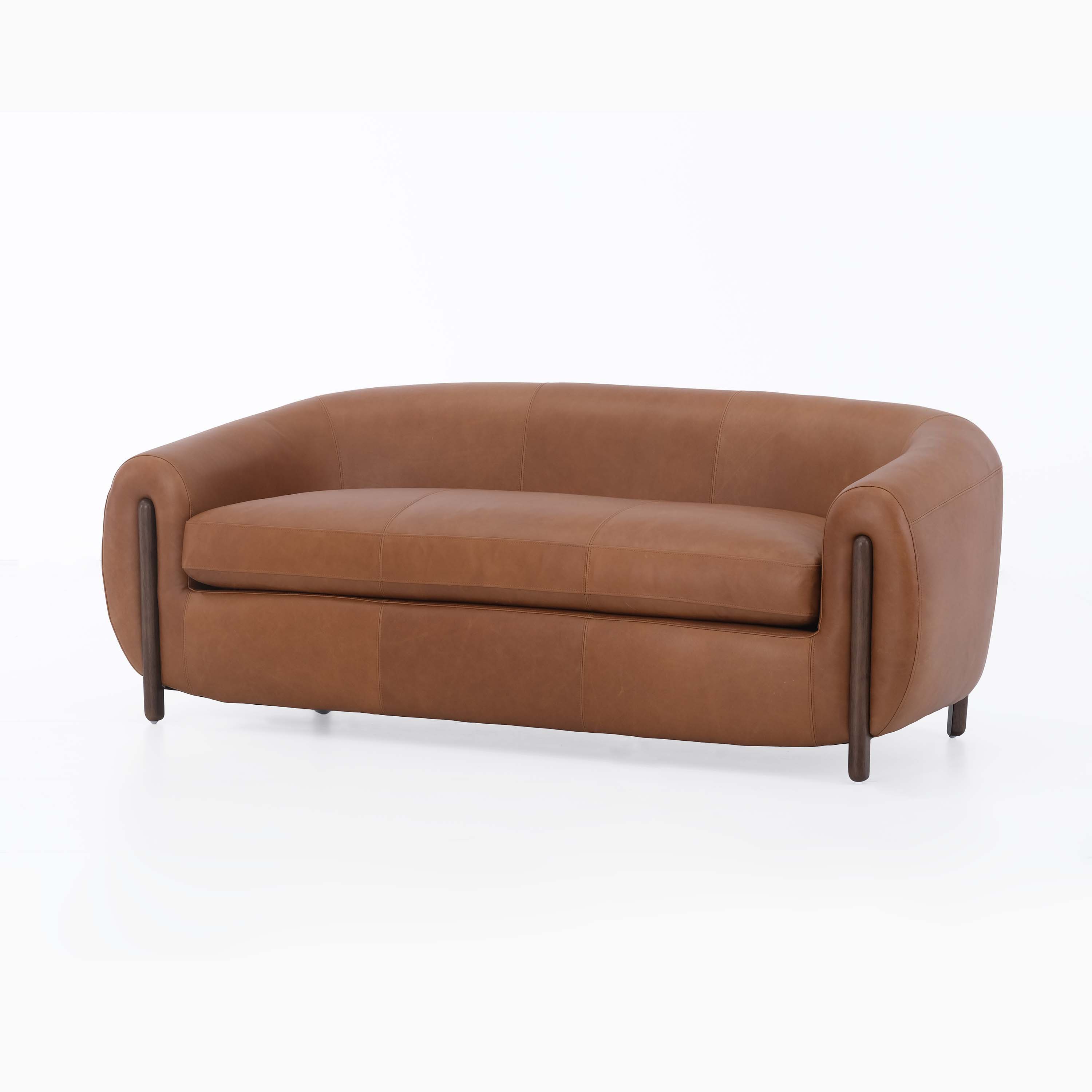 Grace Brown Leather Loveseat (188Cm)