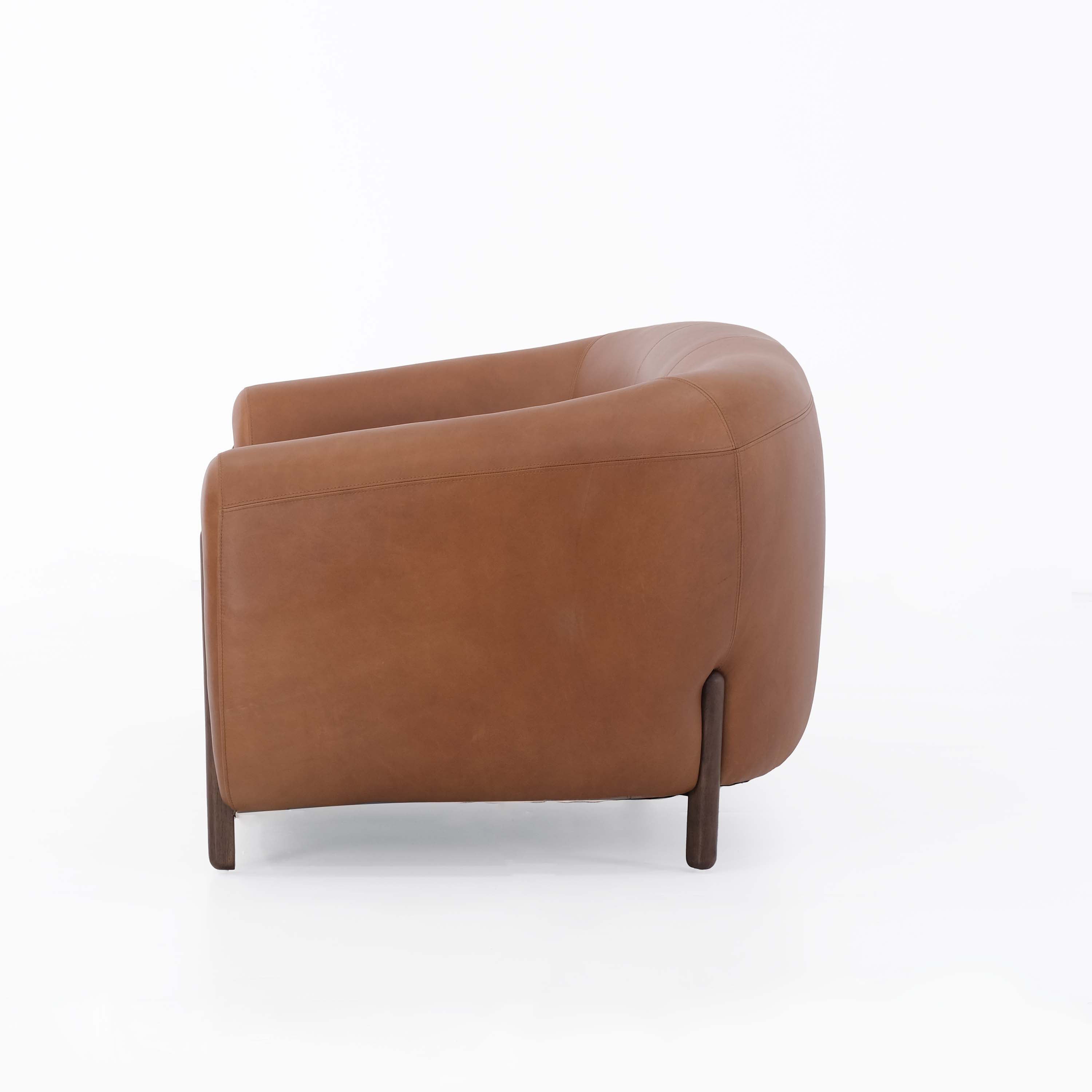 Grace Brown Leather Loveseat (188Cm)