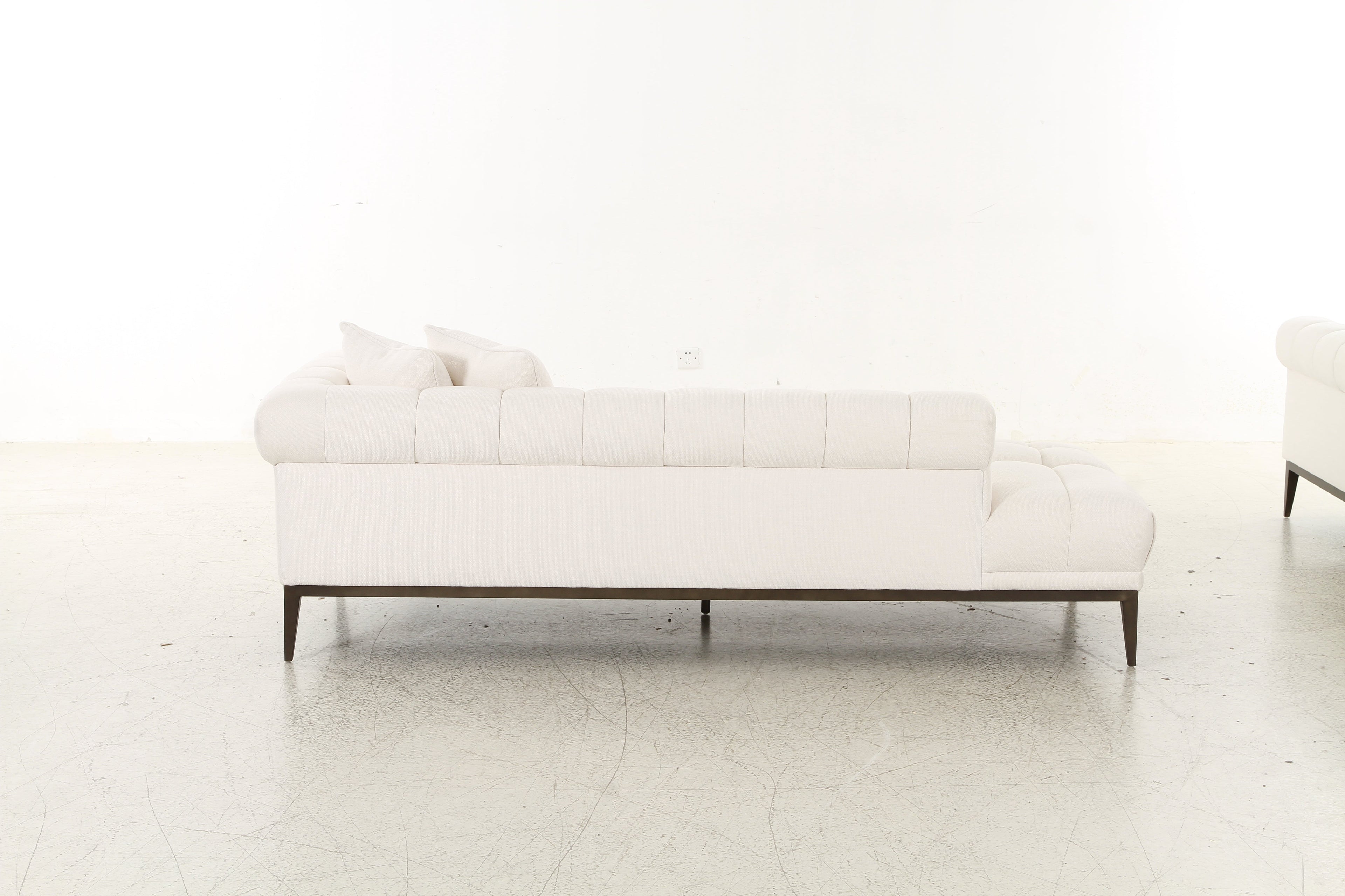 Avalon White & Black Left Lounger (223cm)
