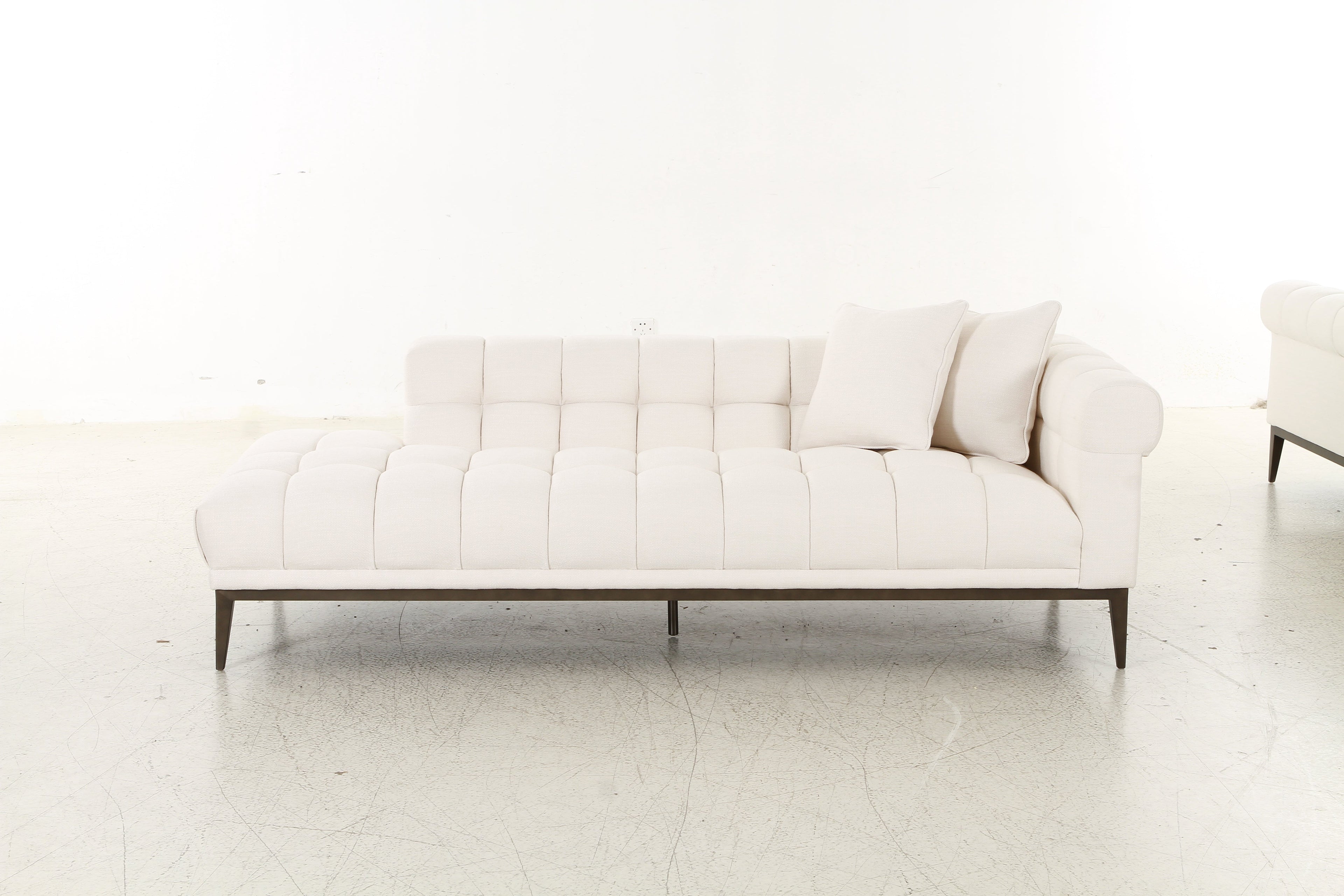 Avalon White & Black Left Lounger (223cm)