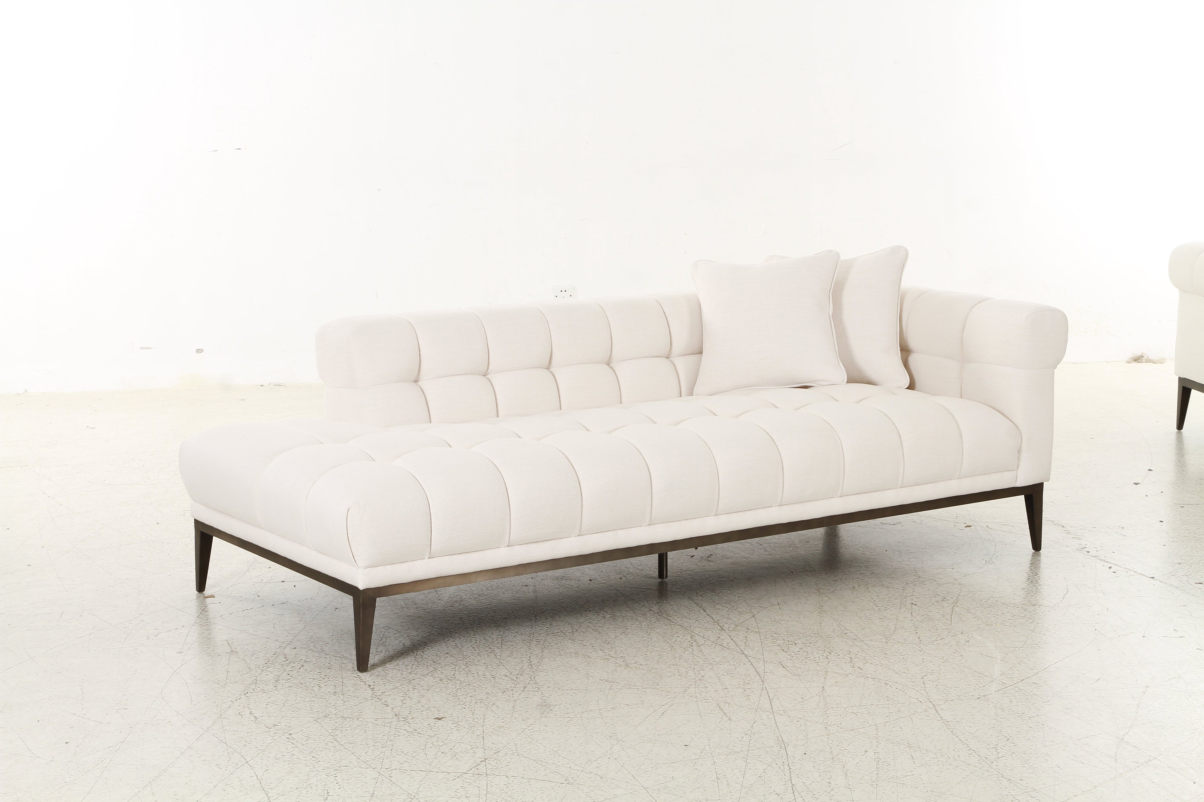 Avalon White & Black Left Lounger (223cm)