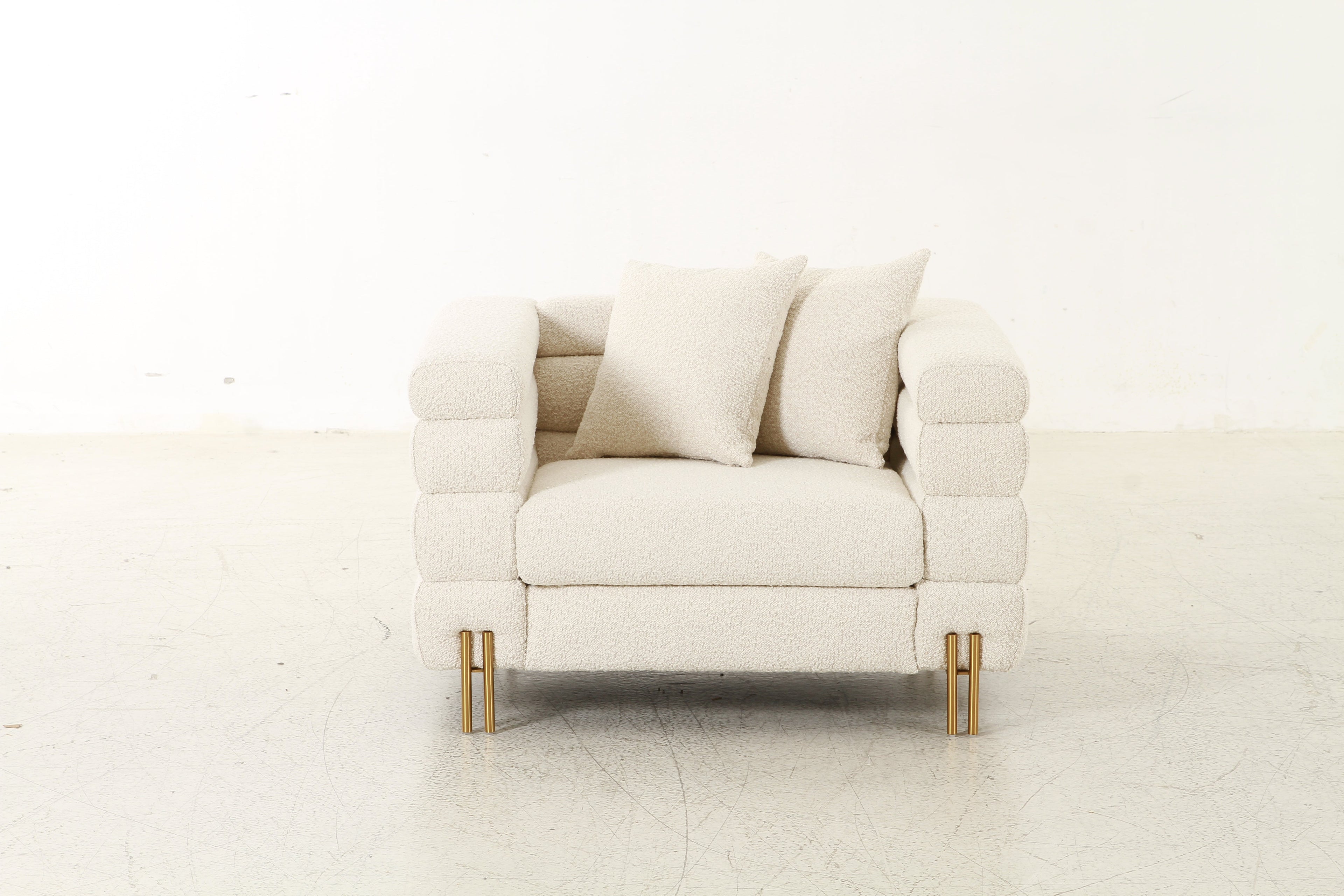 Layers Square Bouclé Cream Chair