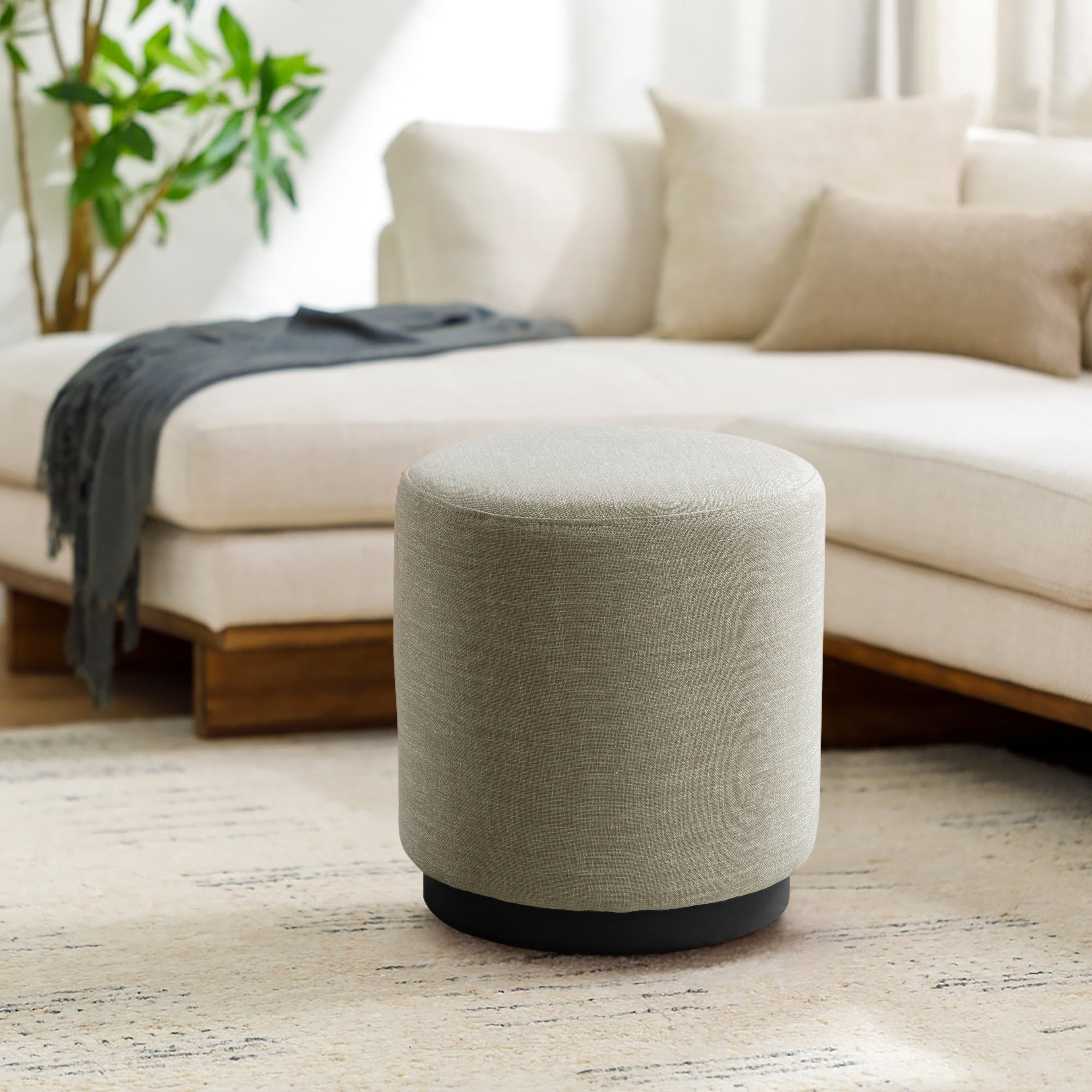 Cream Boucle Ottoman W40Xh45Cm