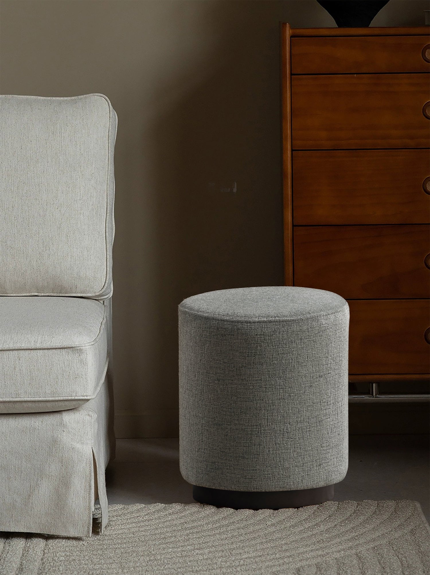 Cream Boucle Ottoman W40Xh45Cm