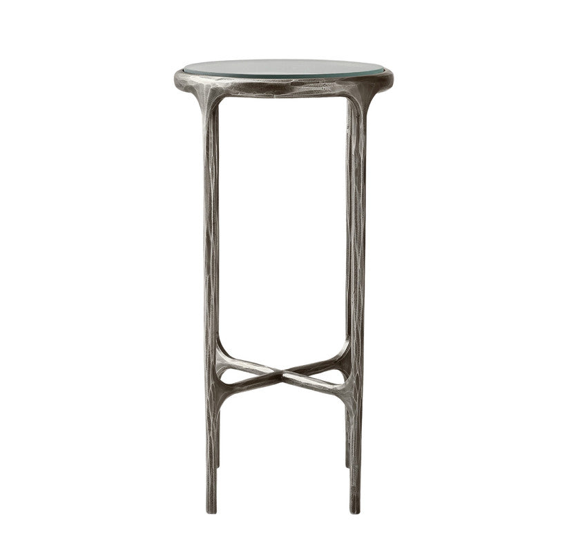 Round Gold Accent Table with Glass Top