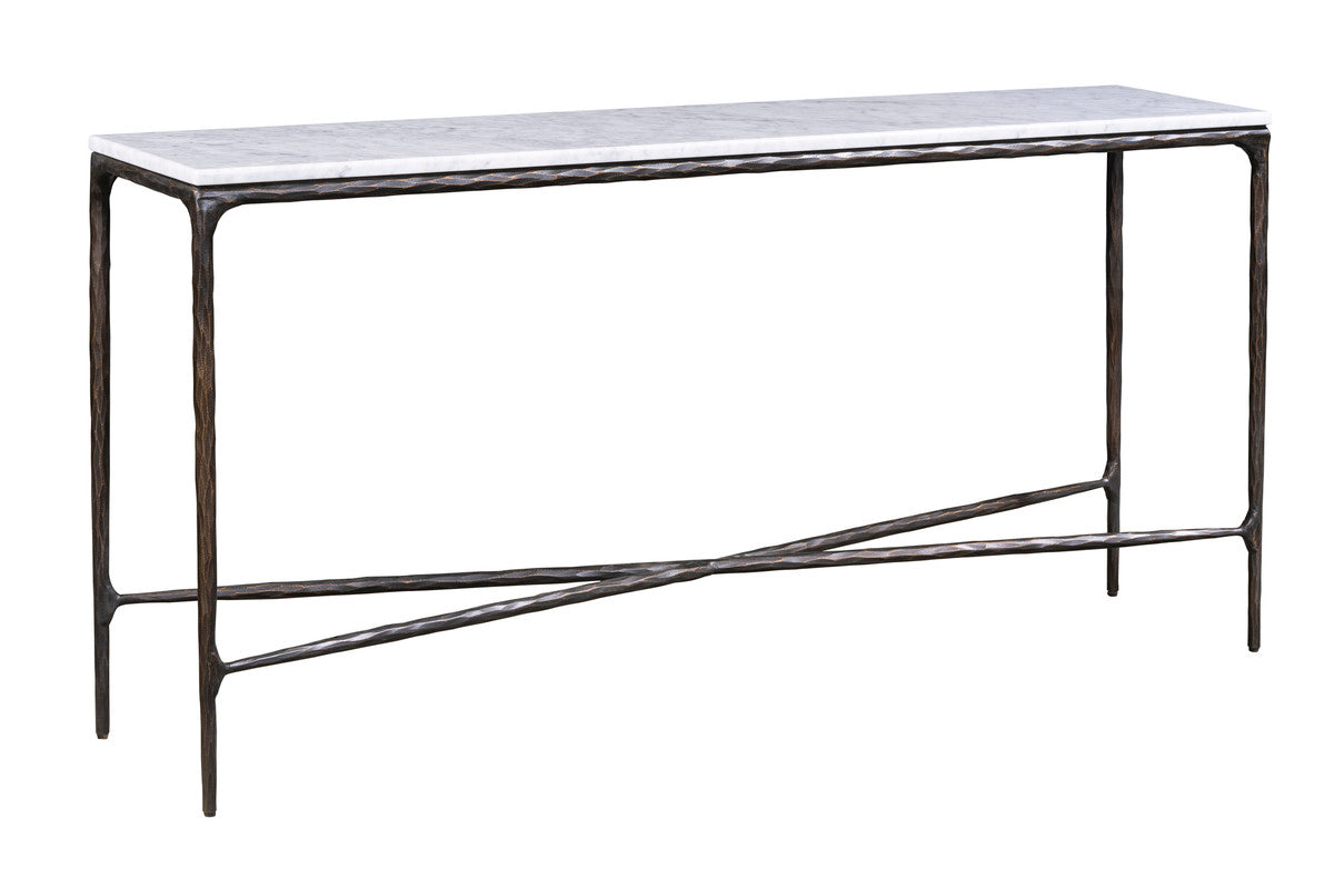 Silver Console Table with Marble Top