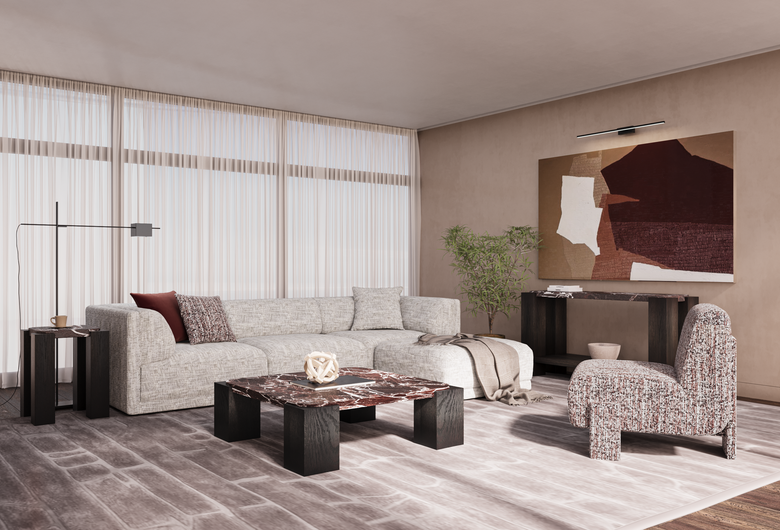Calla Red Marble Coffee Table