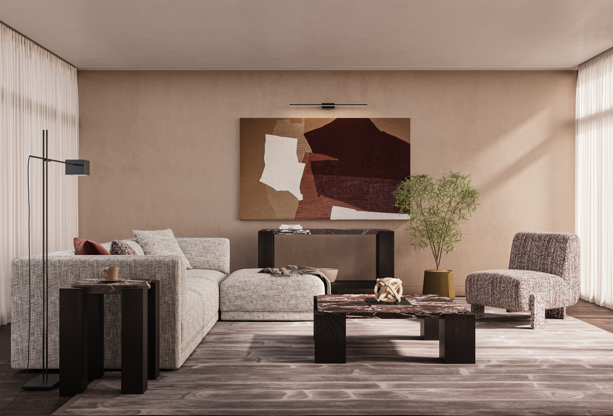 Calla Red Marble Coffee Table
