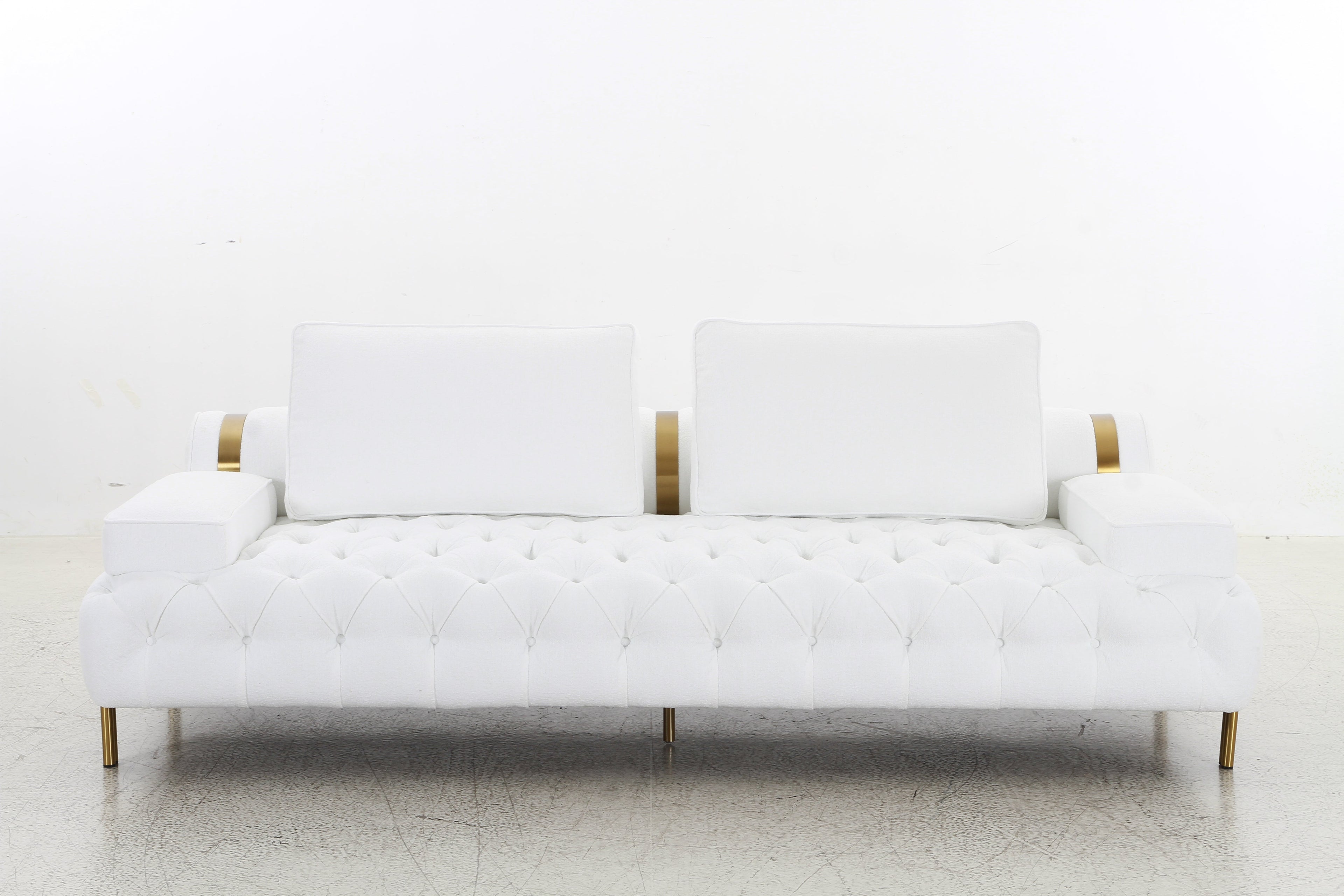 Tufting White 3 Seater Sofa