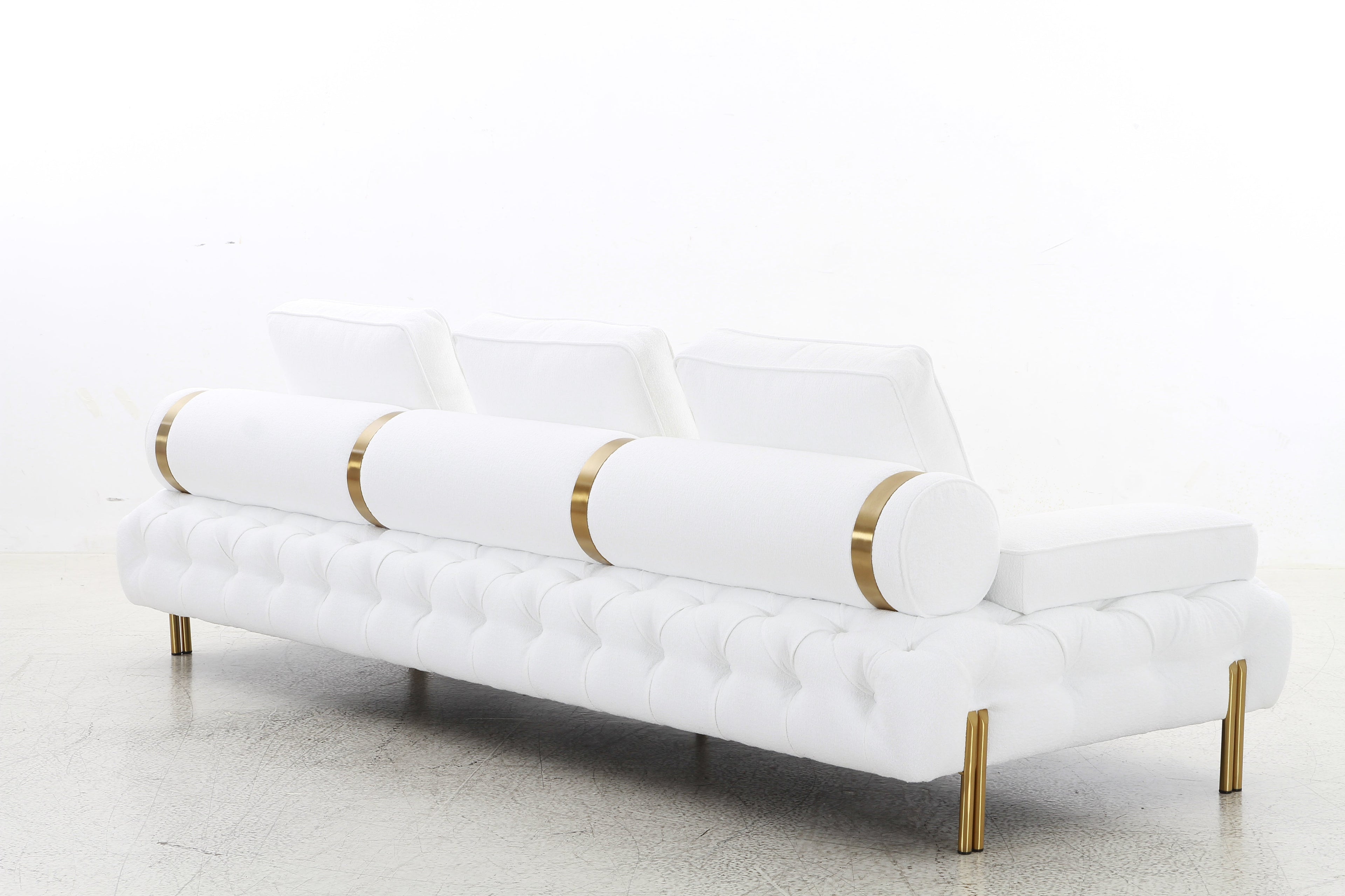 Tufting White 4 Seater Sofa