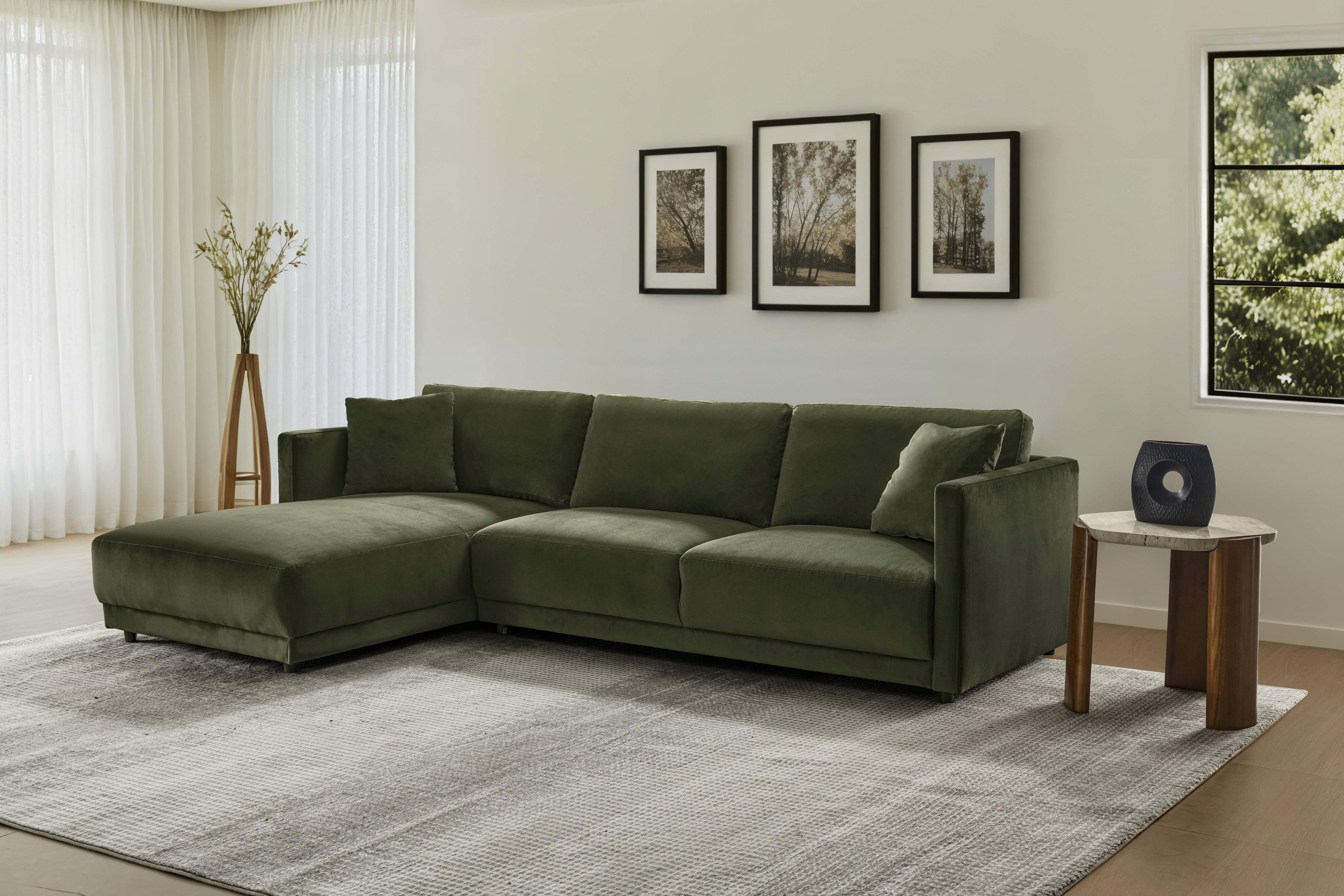 Velano Velvet Green Sectional Left