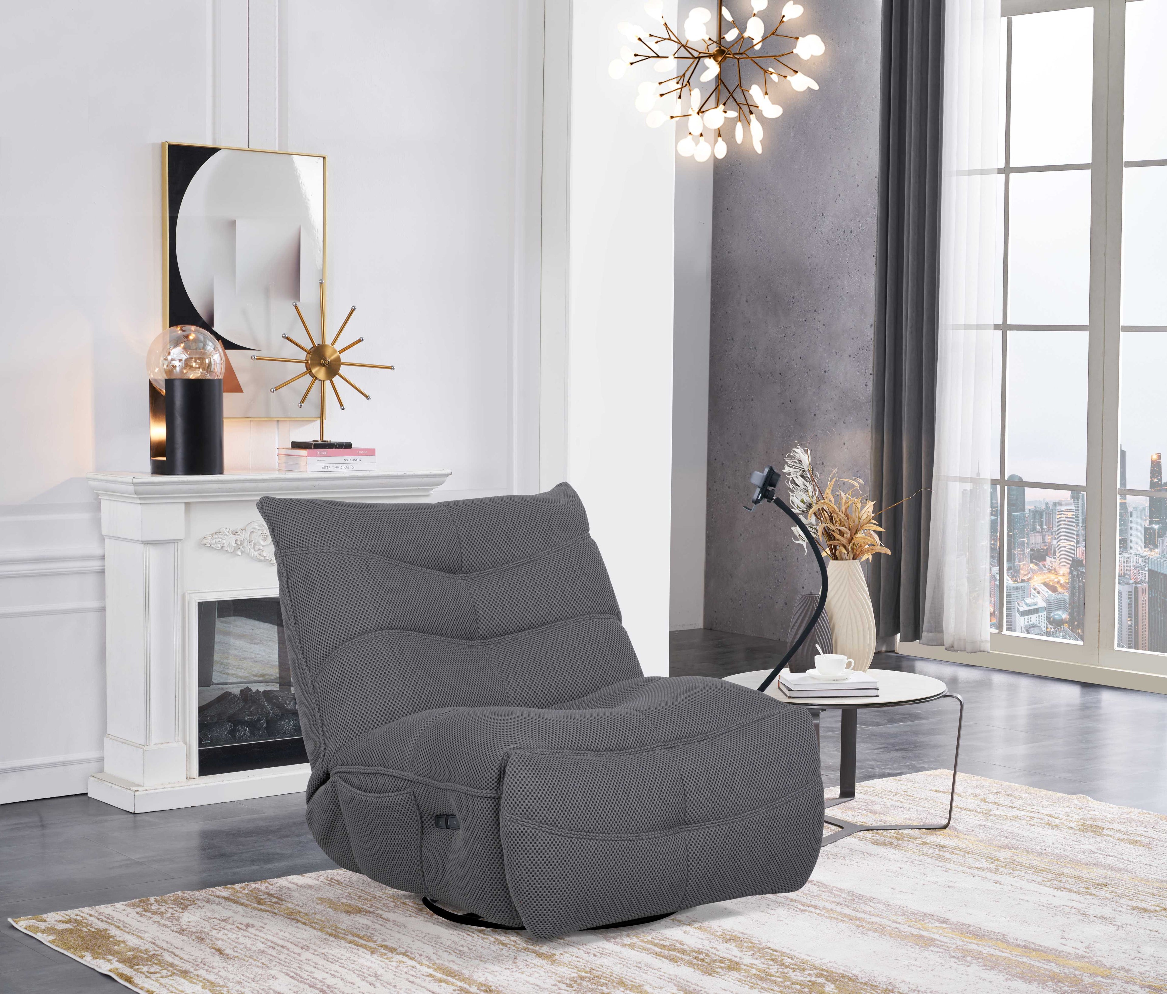 Finn Grey Swivel Power Recliner