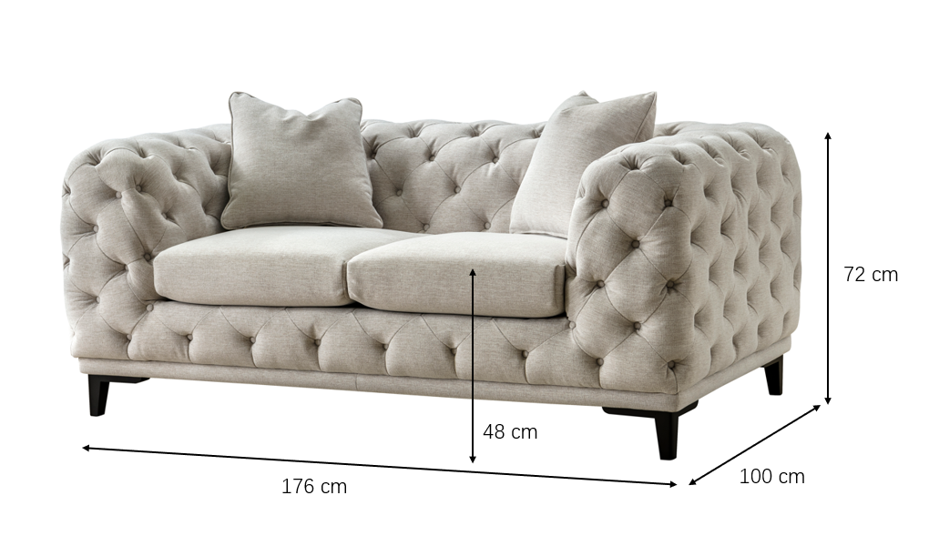 Plain Tuft 2 Seater Loveseat