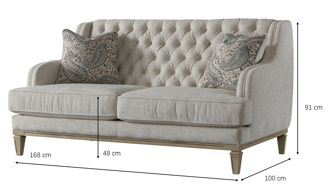 Ella Beige Loveseat (168cm)