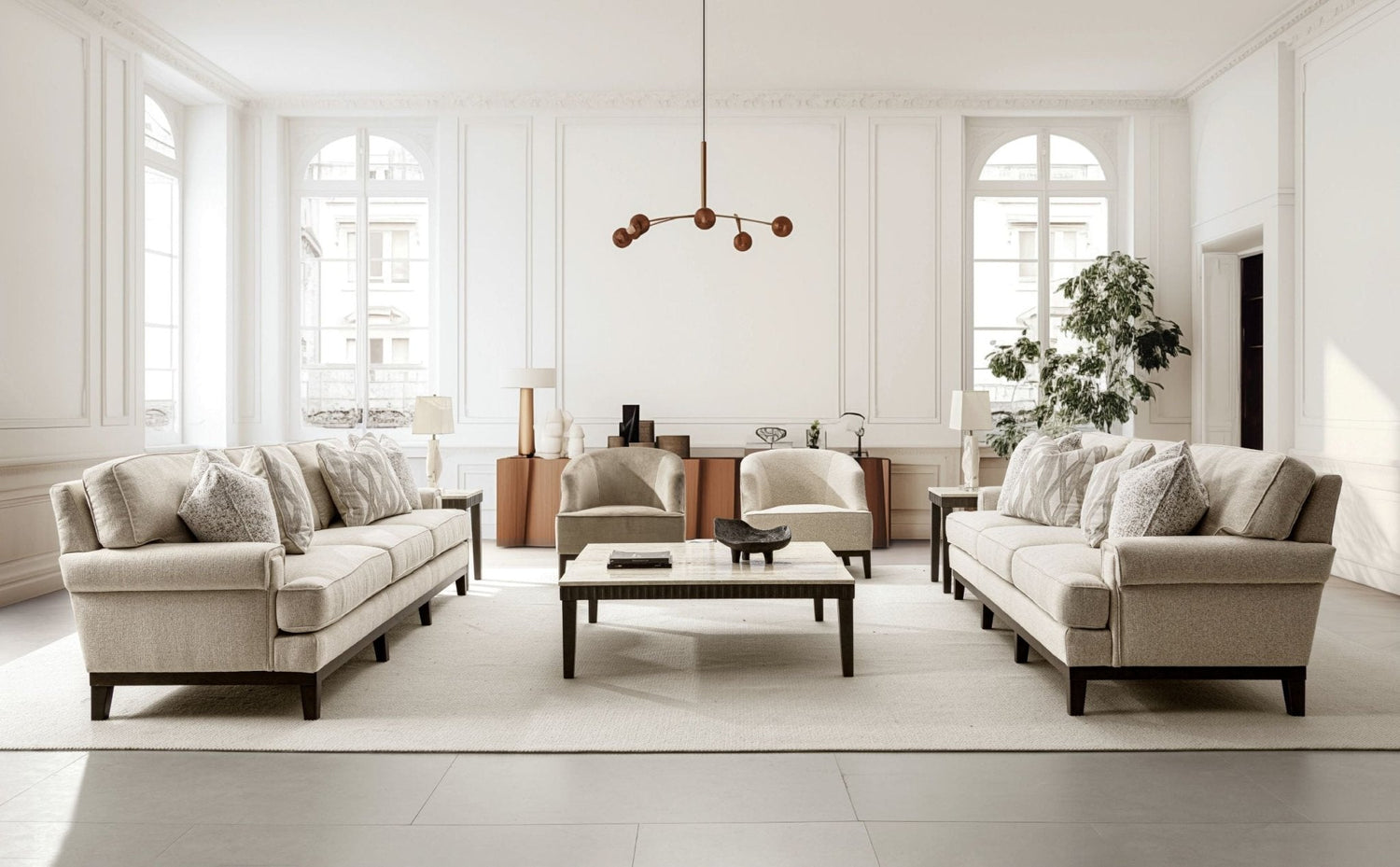 Ajda Beige 5 Seater Sofa