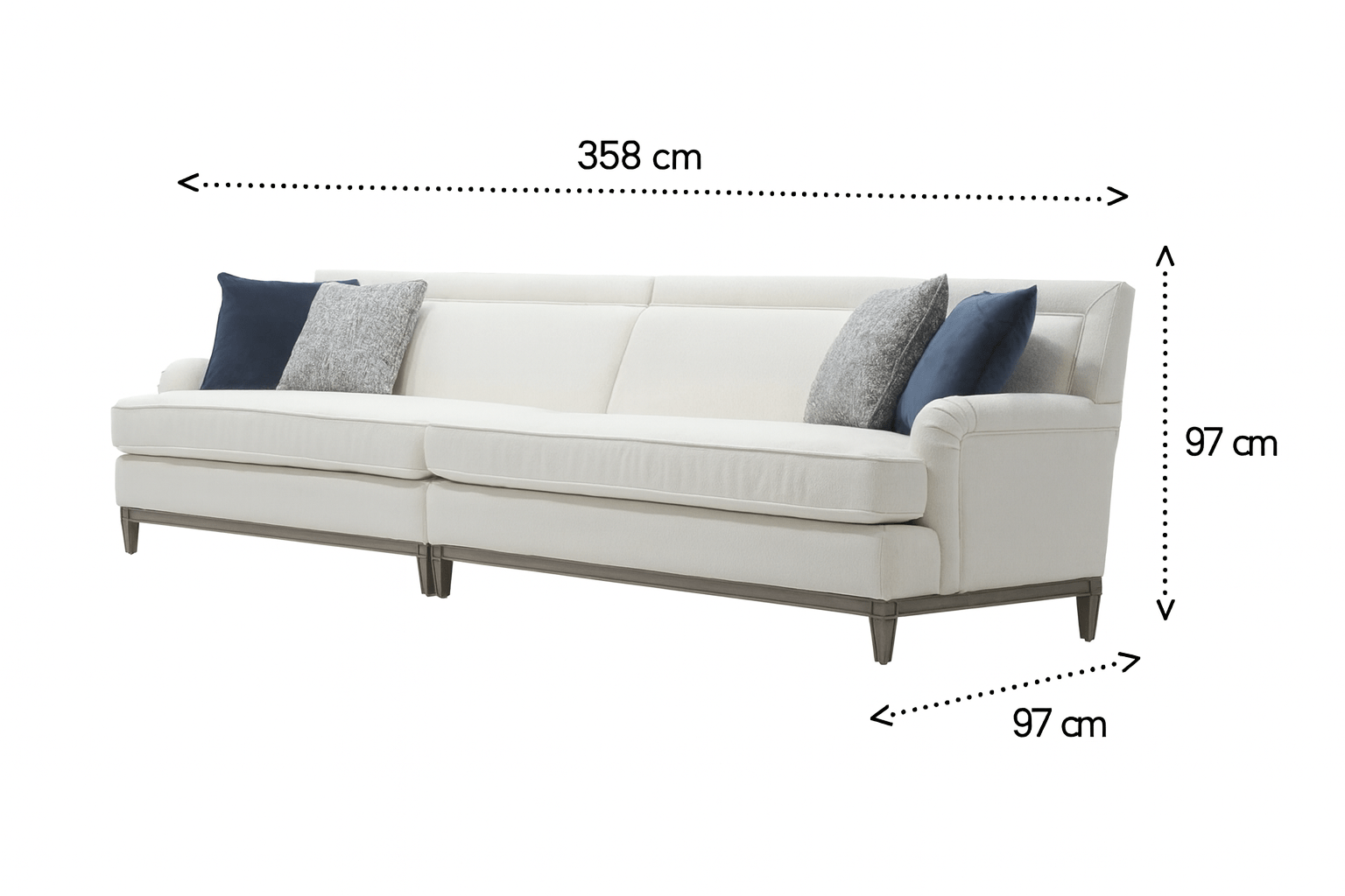 Amelia Navy 5 Seater Sofa (358cm)