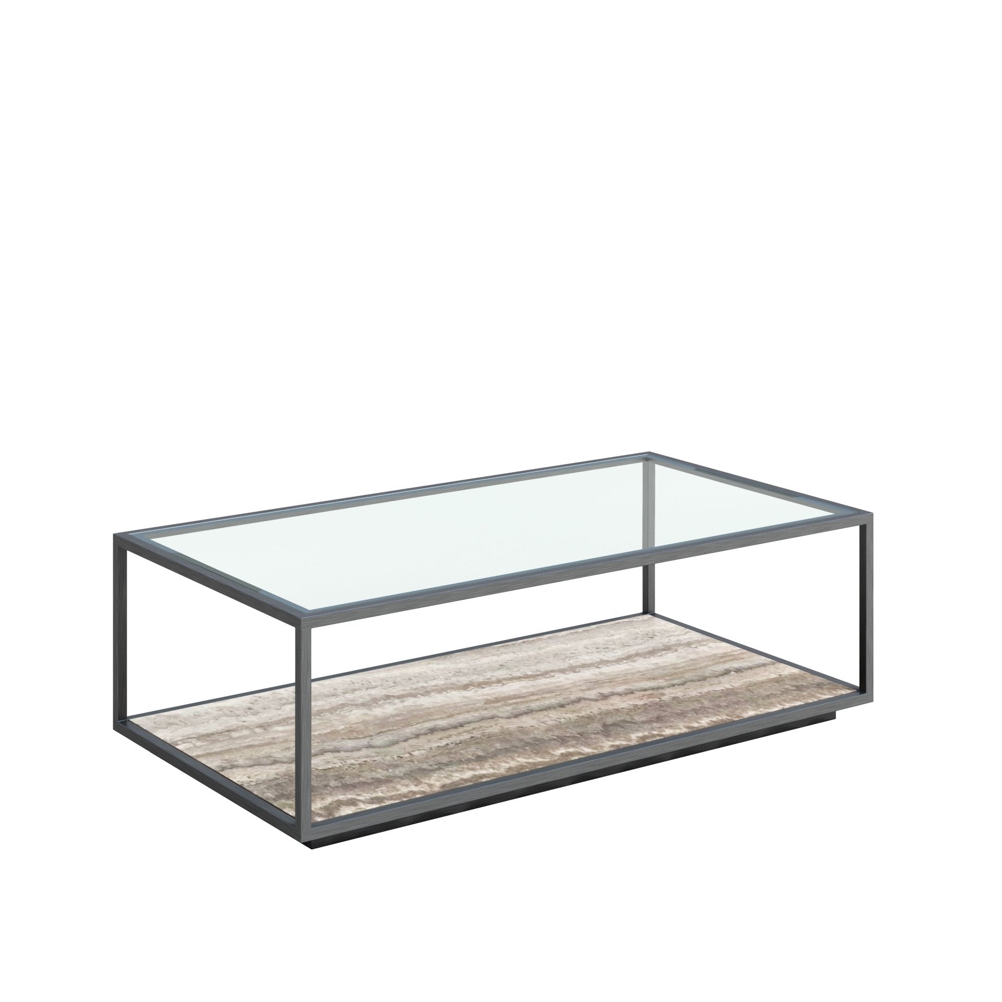 Amerah REC COFFEE TABLE - White Arabescato Gold Finish