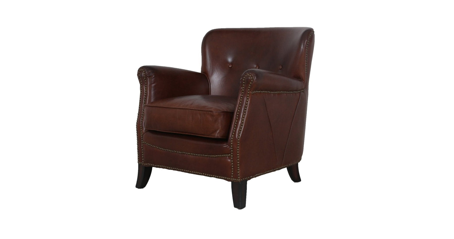 April Brown Leather Accent Chair