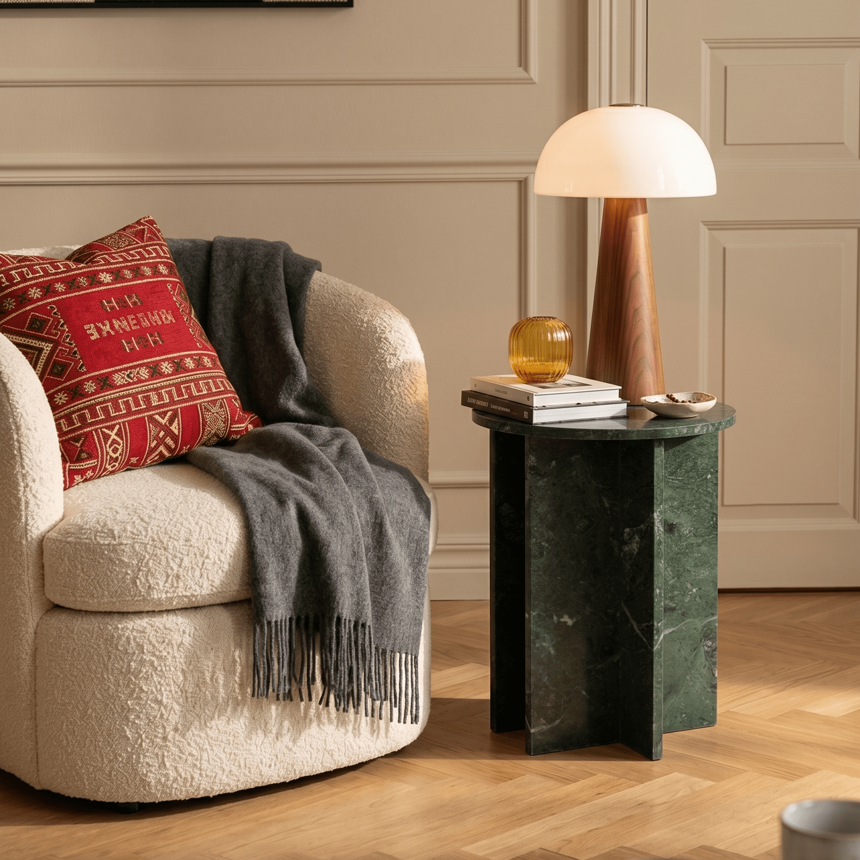 Atrium Green Marble Round side Table