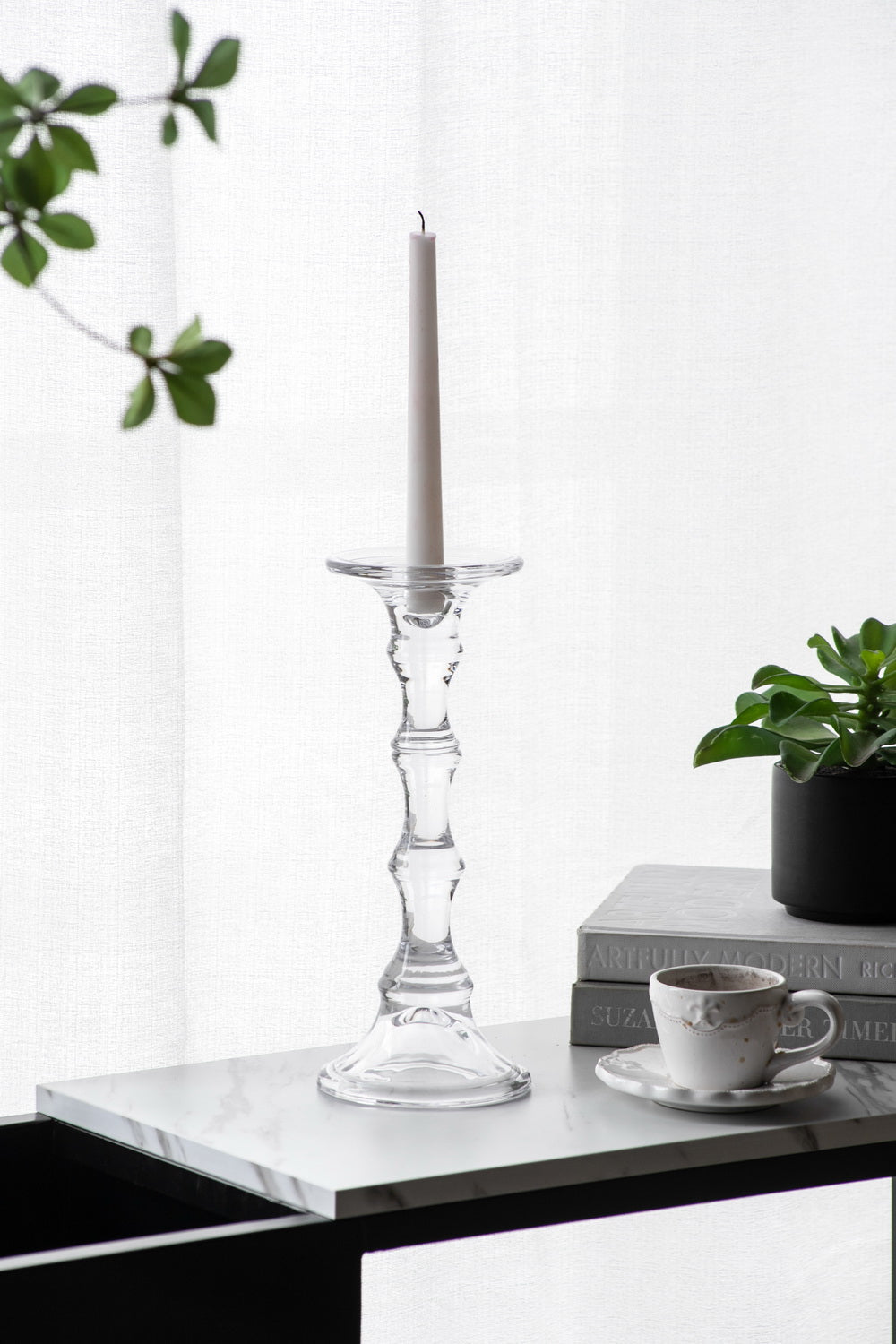 Audrey Glass Candlestick, Tall