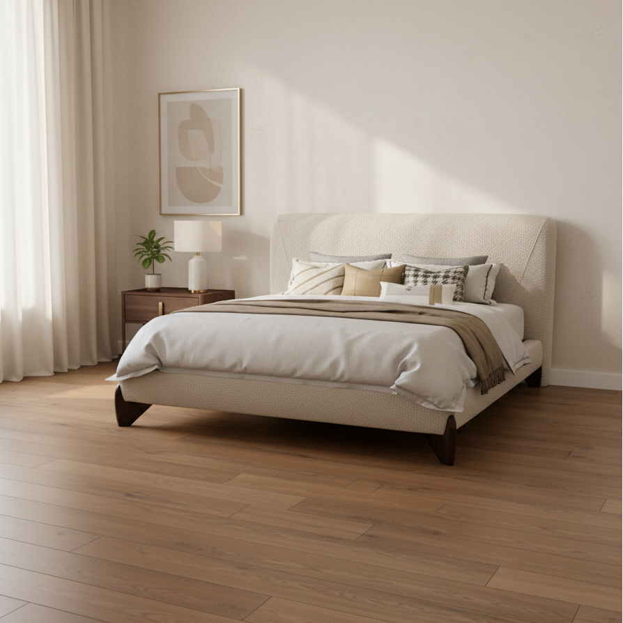 Aurora White Upholstered Bed