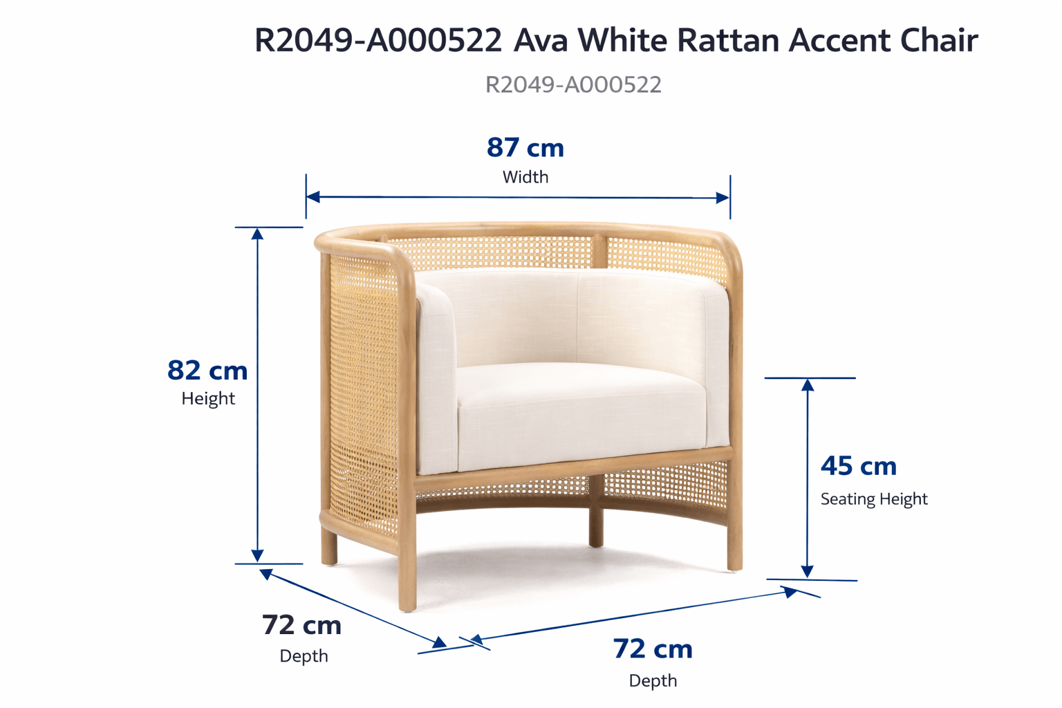 Ava White Rattan Accent Chair