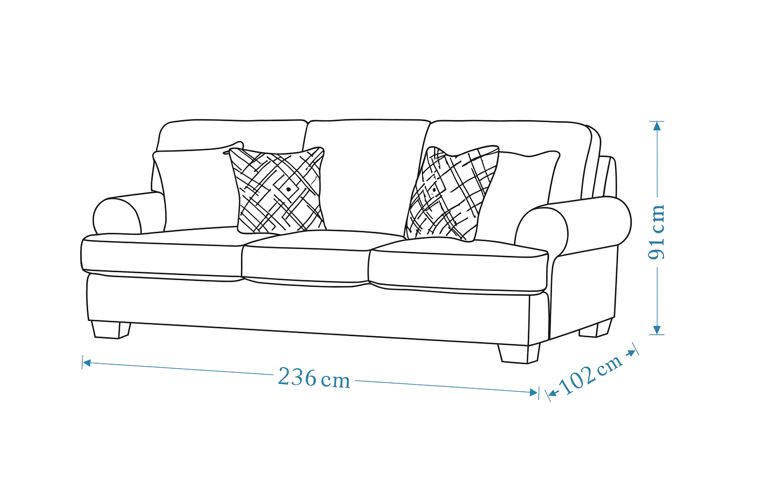 Elegant Off-White Sofa (236cm)