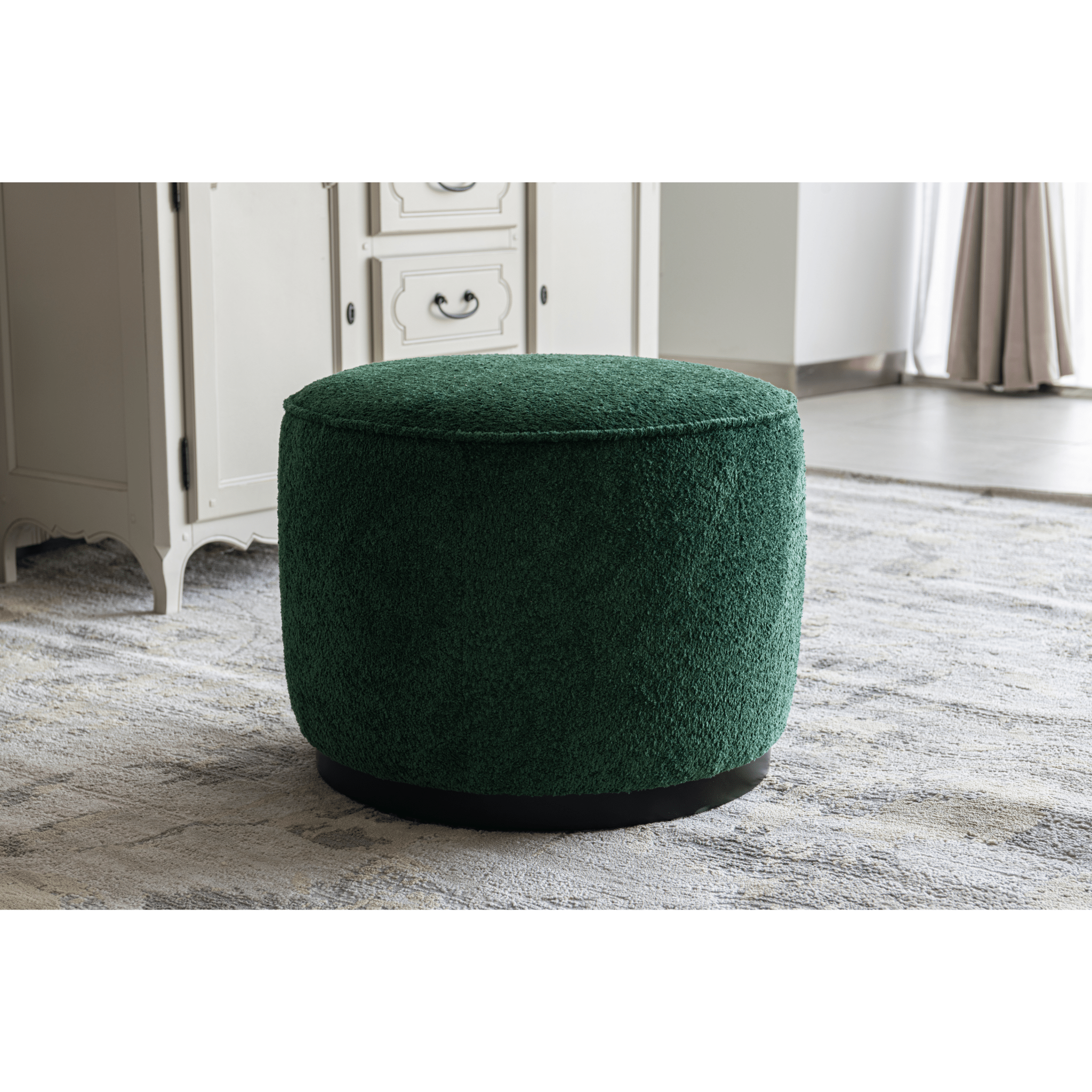 Pattern White Boucle Ottoman W55.5xH44cm