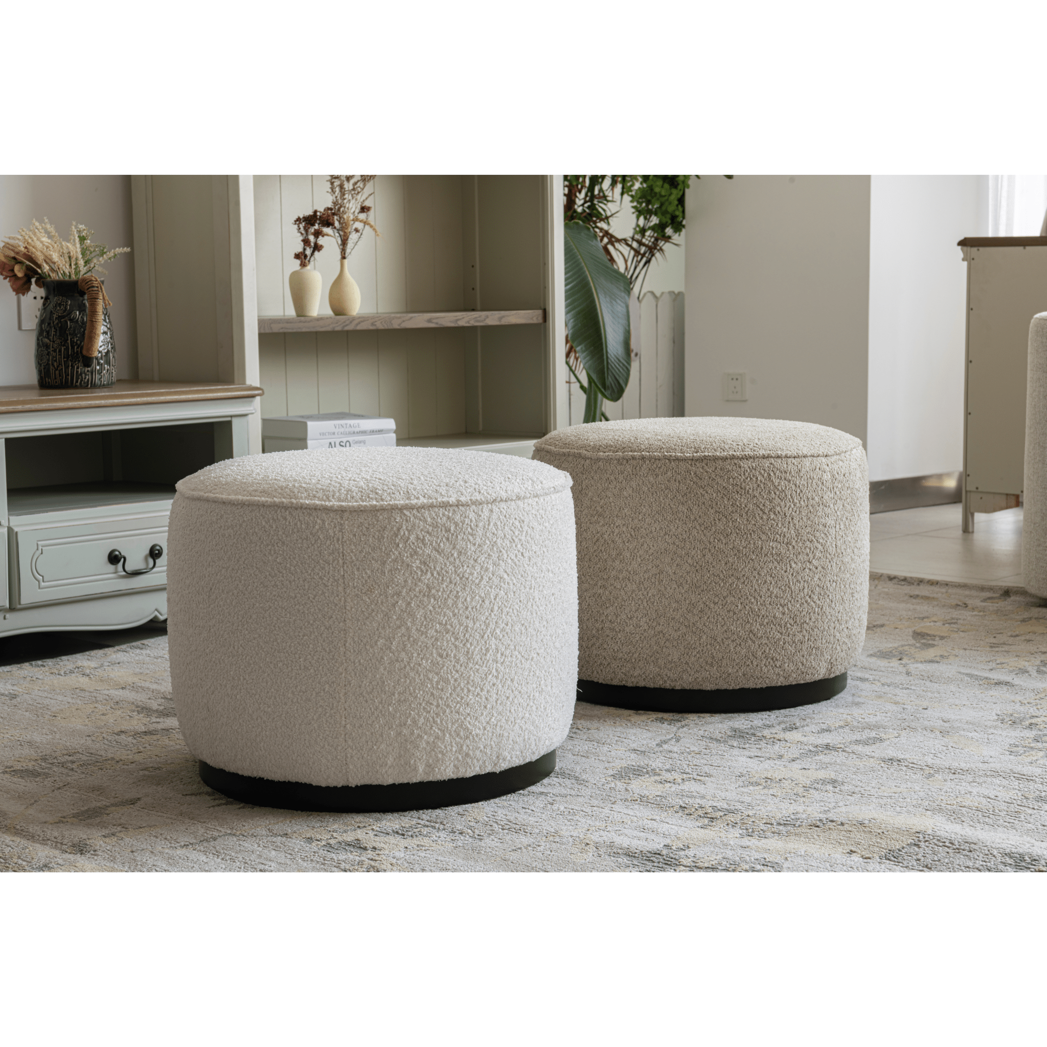 Navy Boucle Ottoman W55.5xH44cm