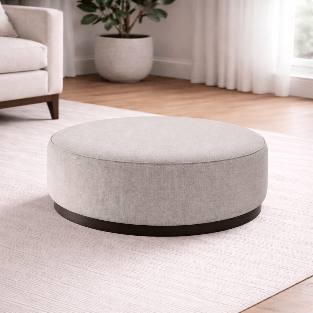 Beige Linen Ottoman W91xH36cm