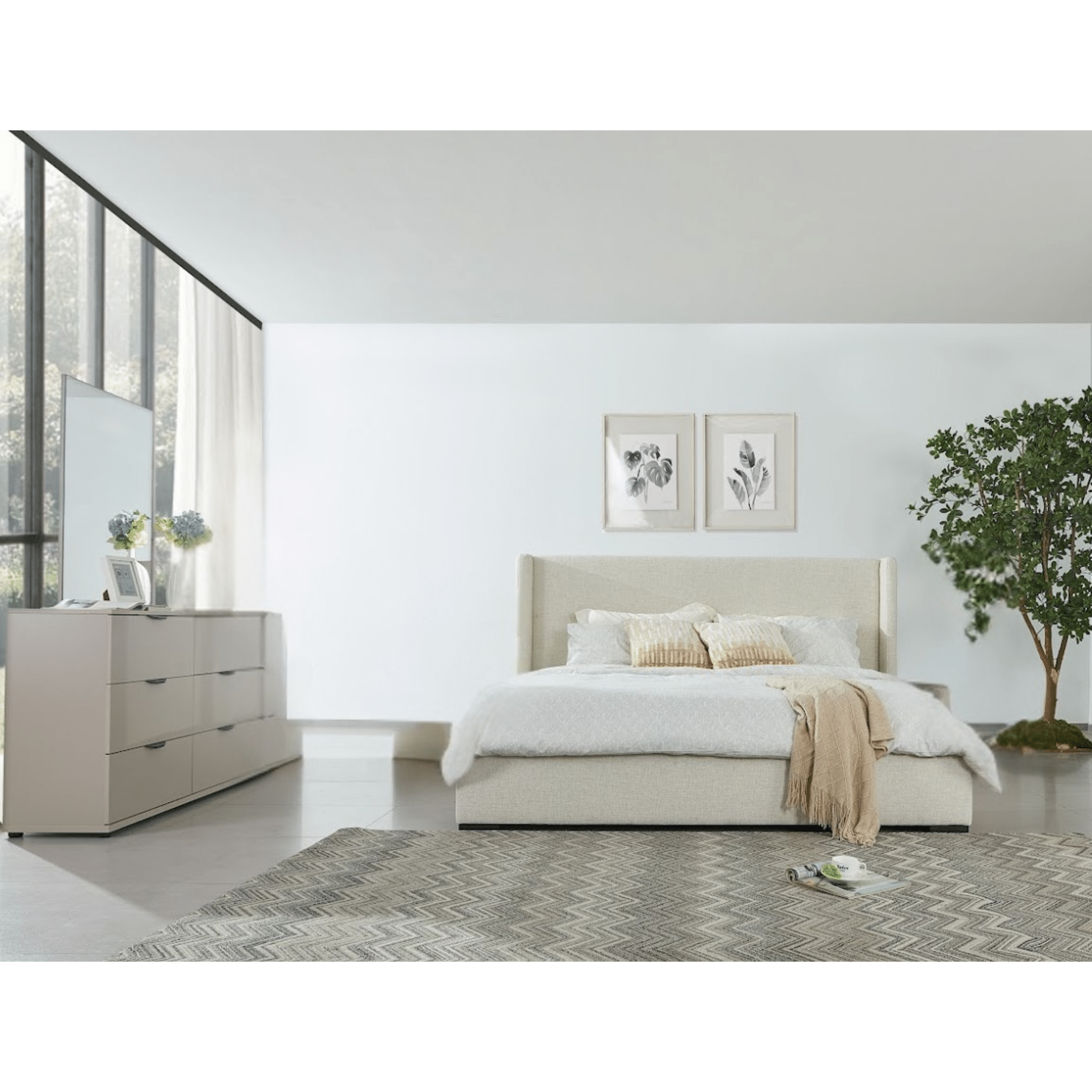 Bisque Beige Dresser with Mirror